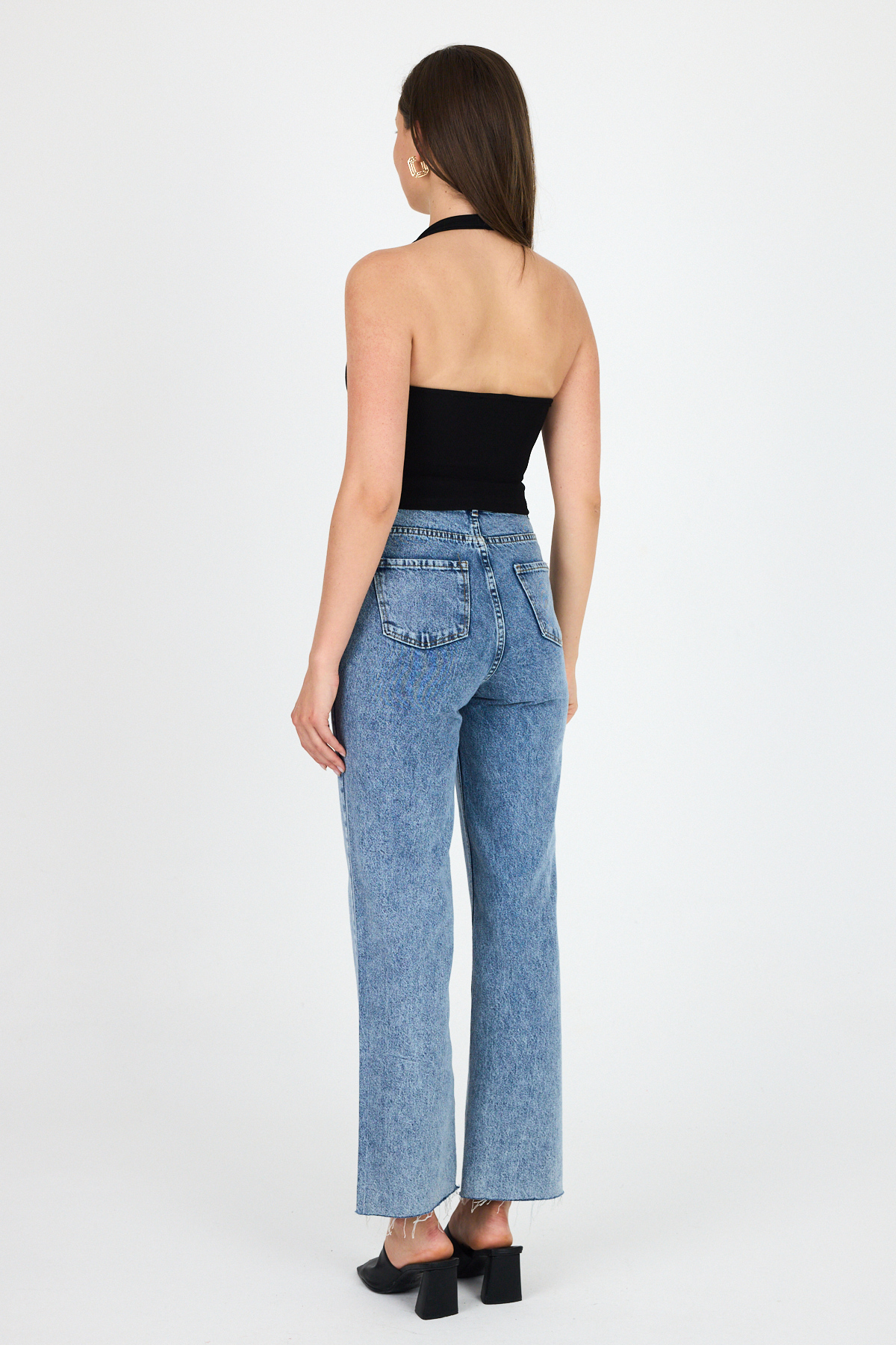 Siyah Boyundan Geçmeli Düğme Detaylı Yelek 2425 - 5