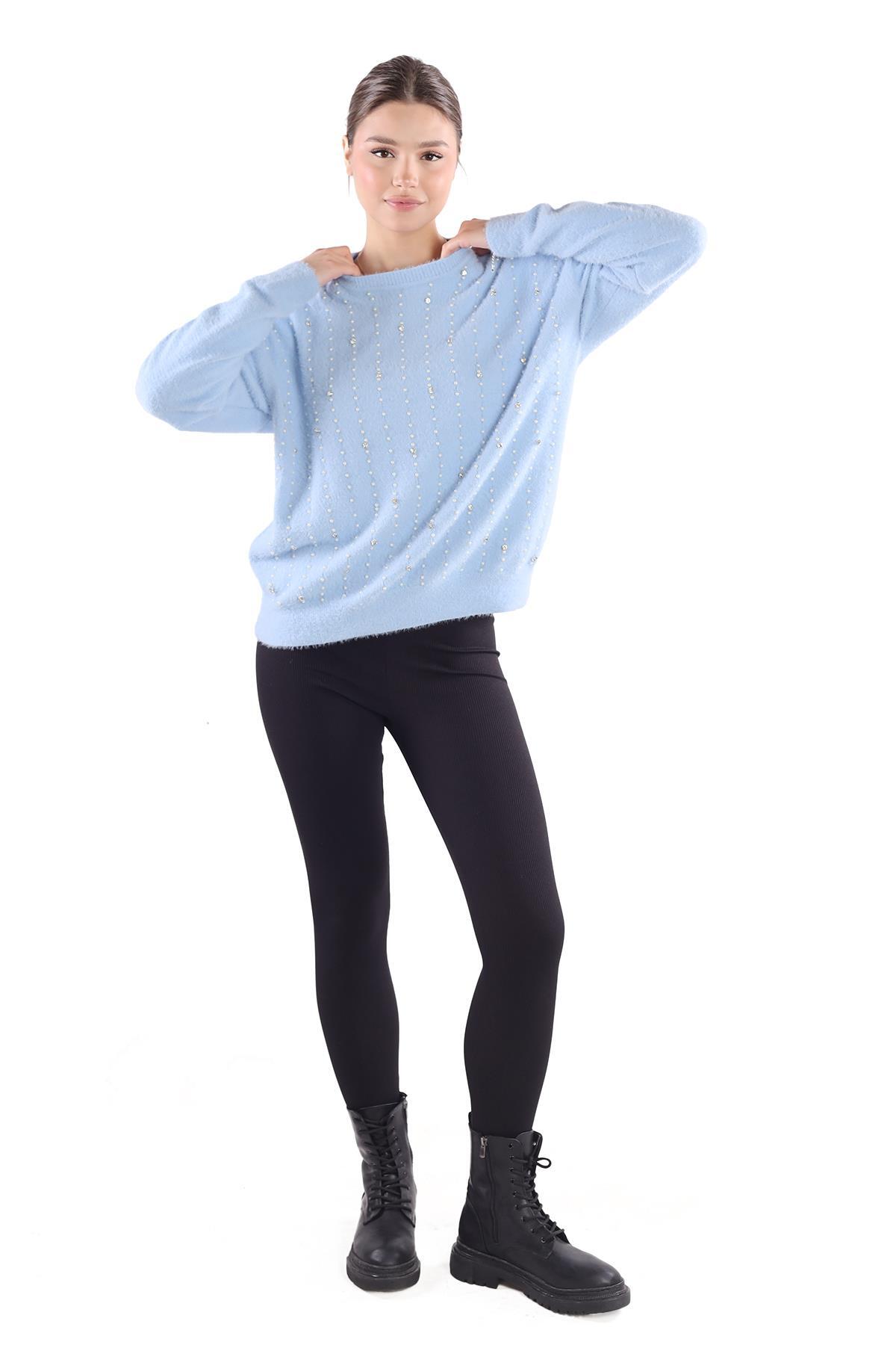 Bebe Mavi Taş Detay Sakallı Kazak 24266 - 2