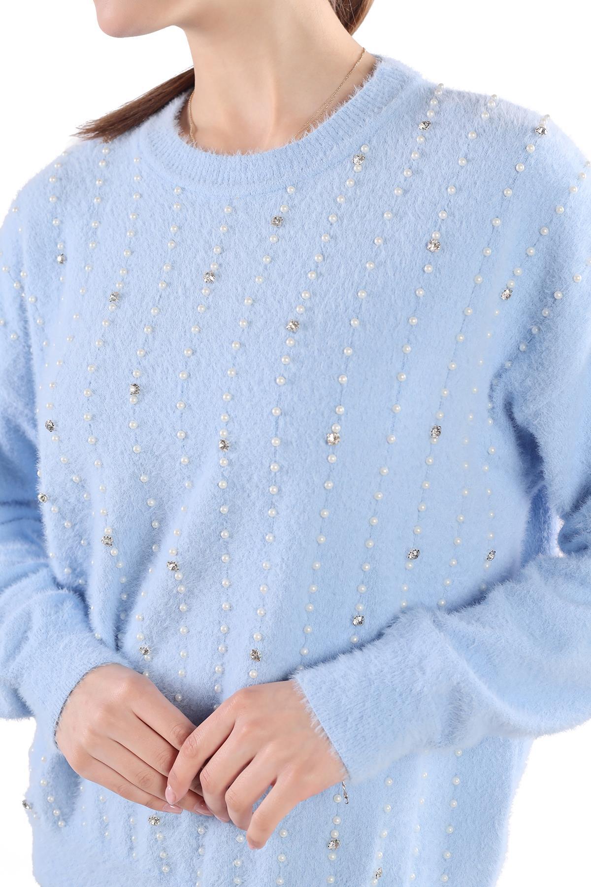 Bebe Mavi Taş Detay Sakallı Kazak 24266 - 6