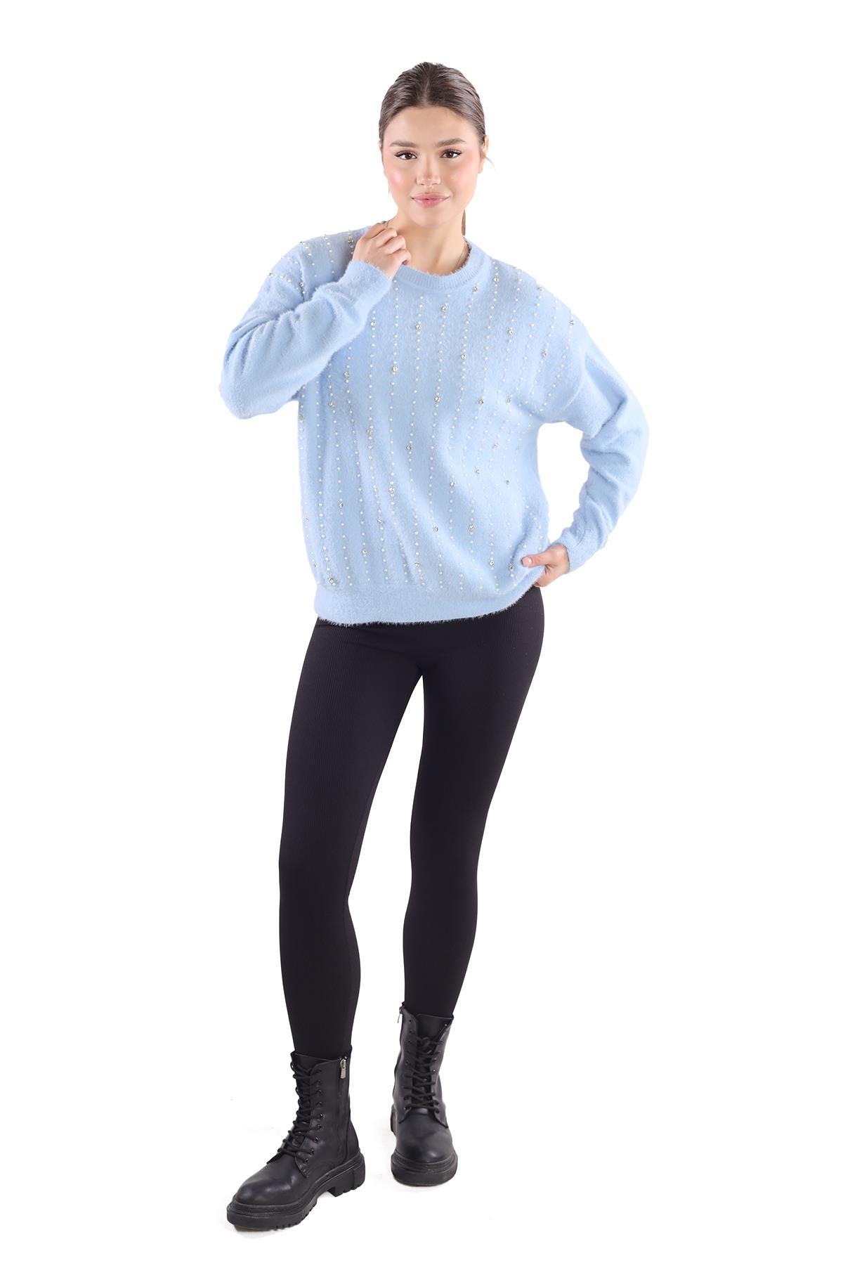 Bebe Mavi Taş Detay Sakallı Kazak 24266 - 7