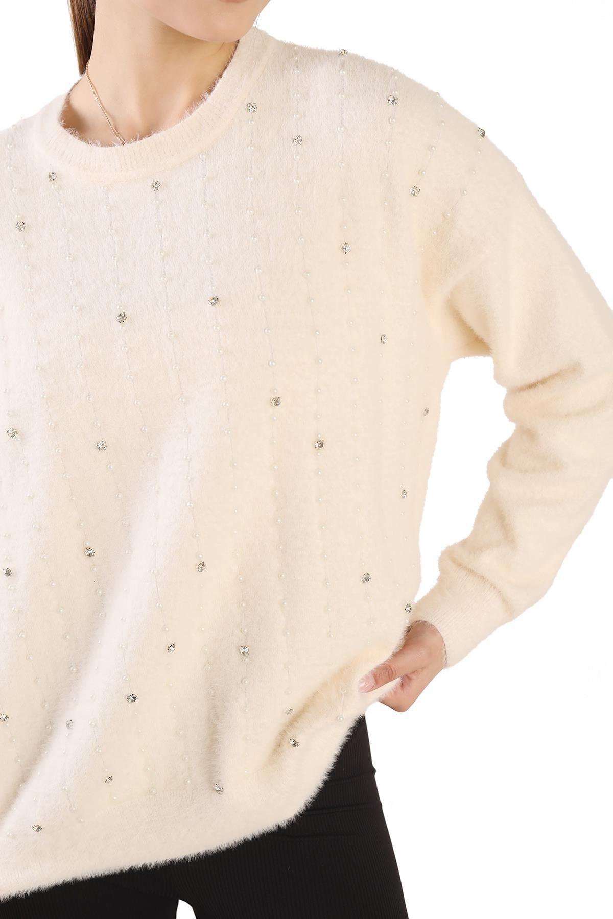 24266 Taş Detay Sakallı Kazak Ekru - 6