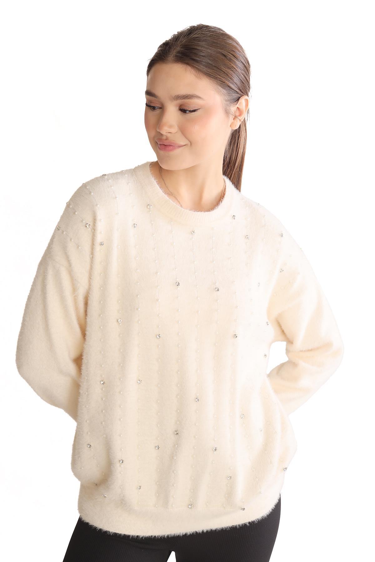 Ekru Taş Detay Sakallı Kazak 24266 - 3