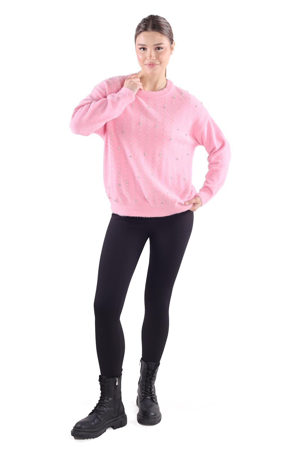 24266 Taş Detay Sakallı Kazak Pembe - 6