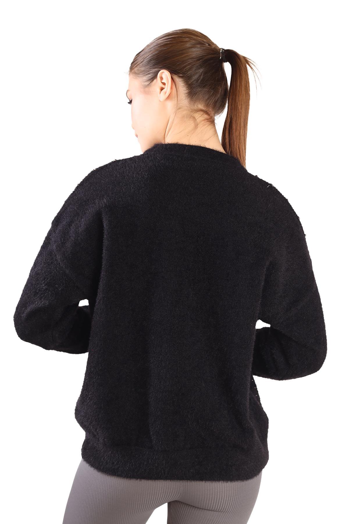 24266 Taş Detay Sakallı Kazak Siyah - 5