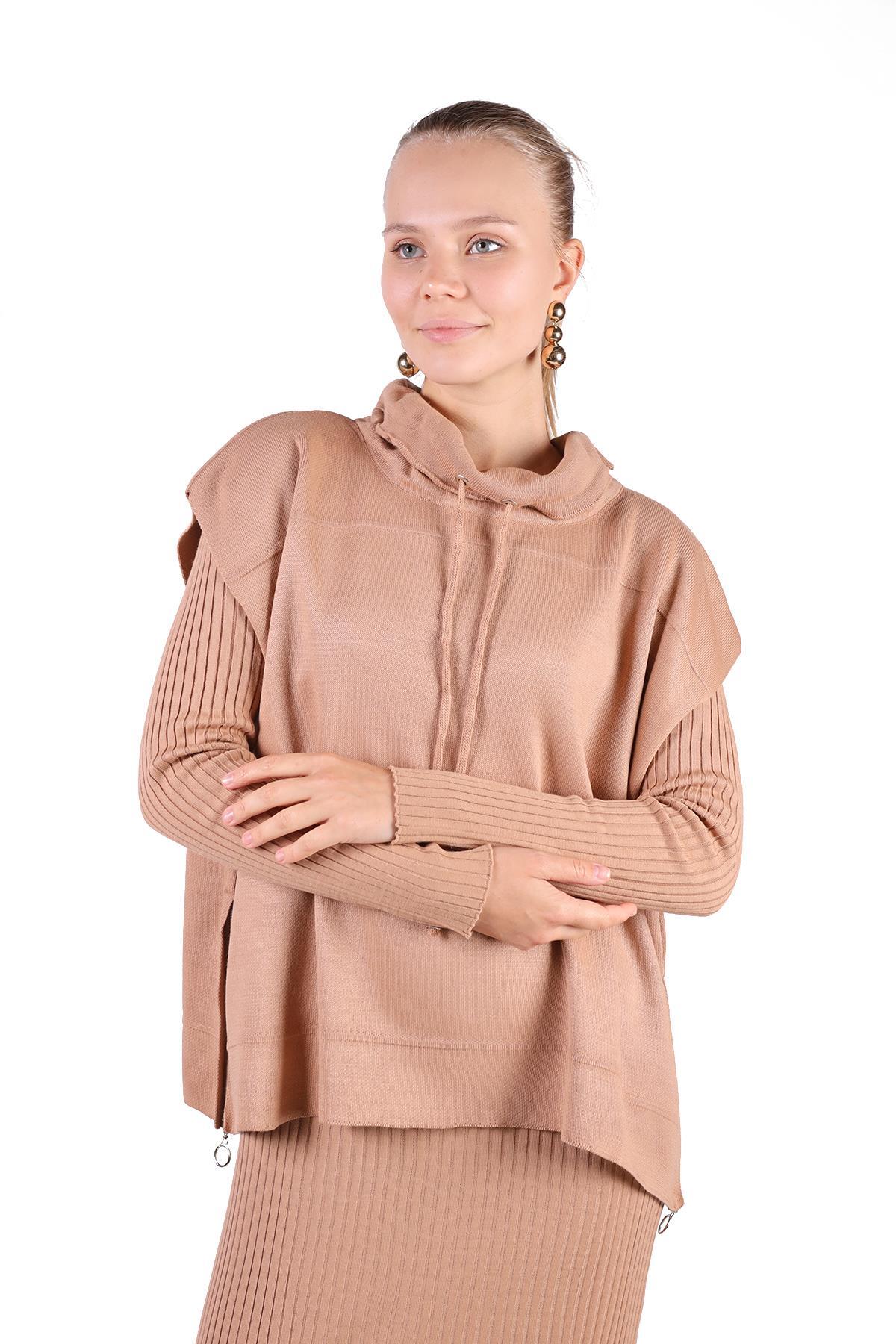 Degaje Yaka Elbise Takım 24267 Camel - 4