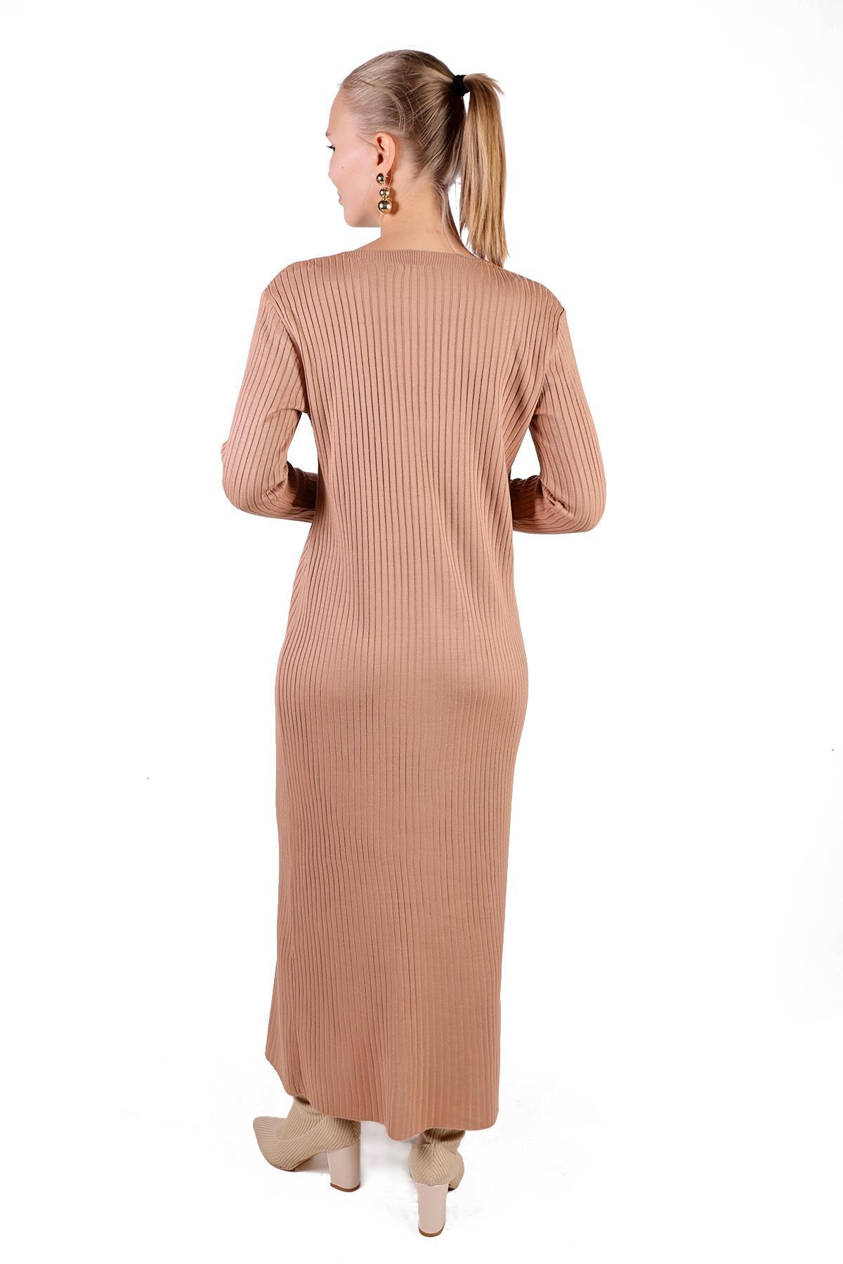 Degaje Yaka Elbise Takım 24267 Camel - 6