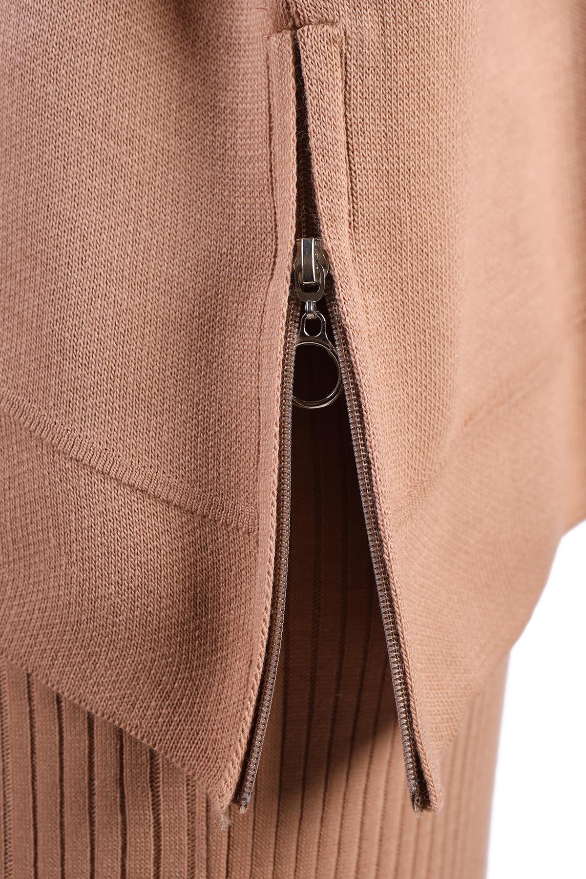 Degaje Yaka Elbise Takım 24267 Camel - 8