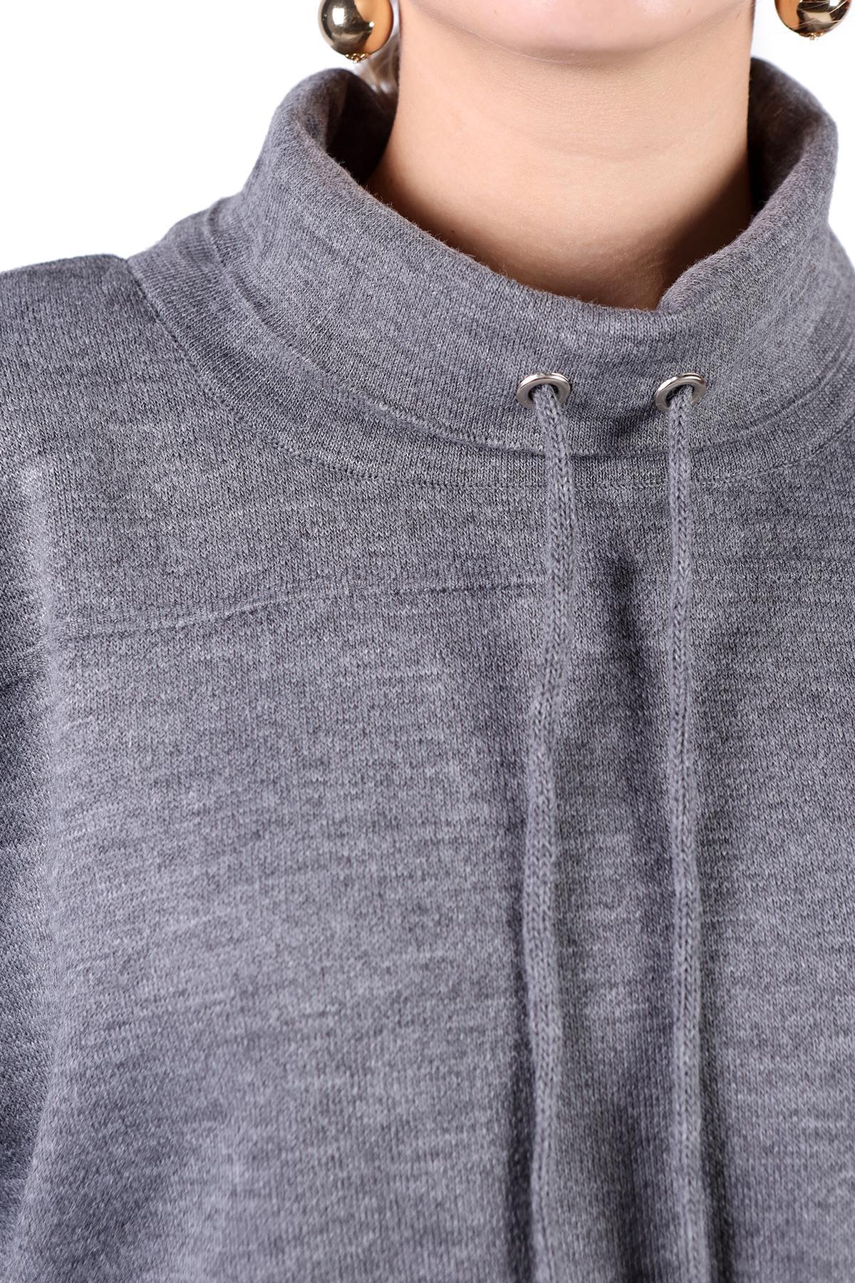 24267 Degaje Yaka Elbise Takım Füme - RAYS