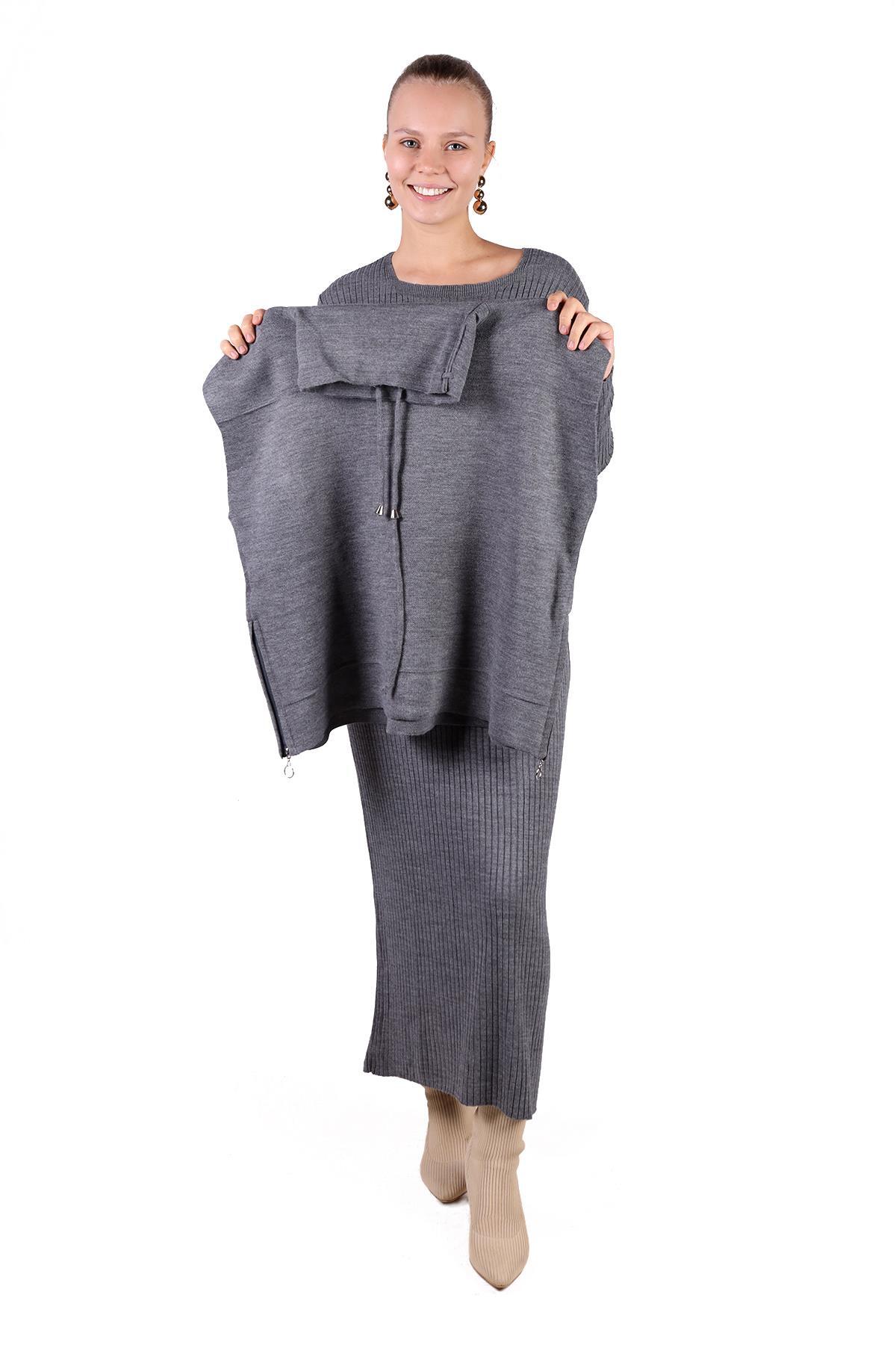 Füme Degaje Yaka Elbise Takım 24267 - 10