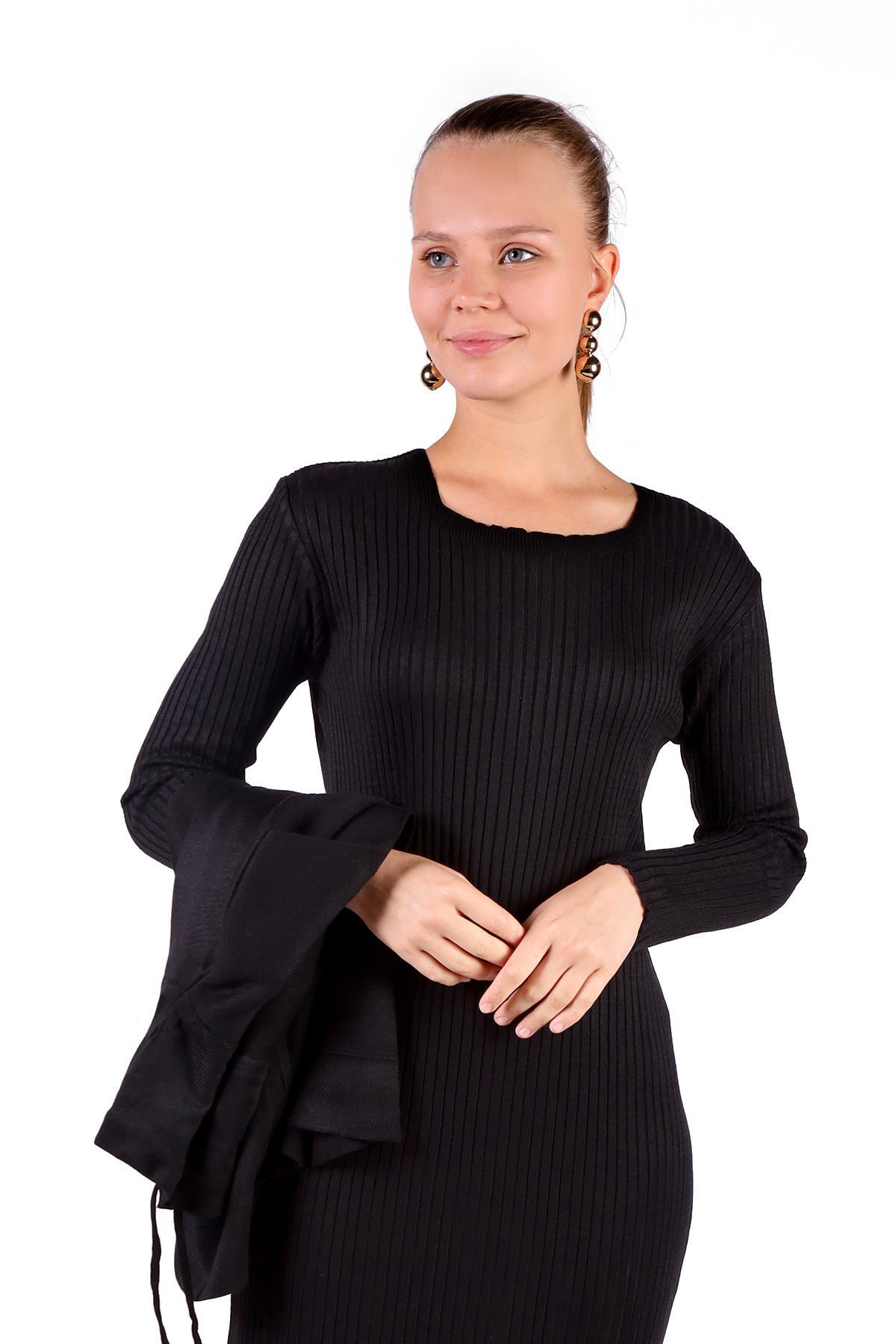 Siyah Degaje Yaka Elbise Takım 24267 - RAYS