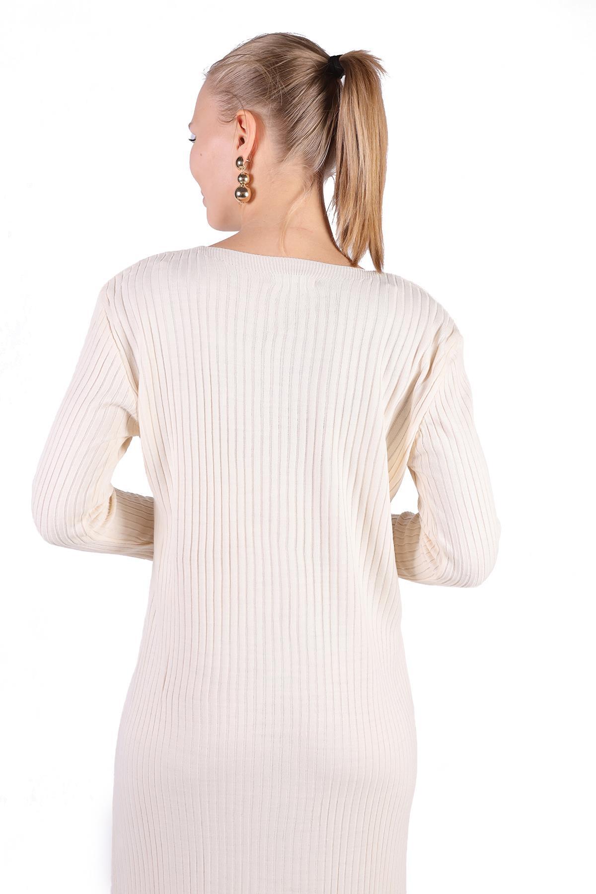 Taş Degaje Yaka Elbise Takım 24267 - 10