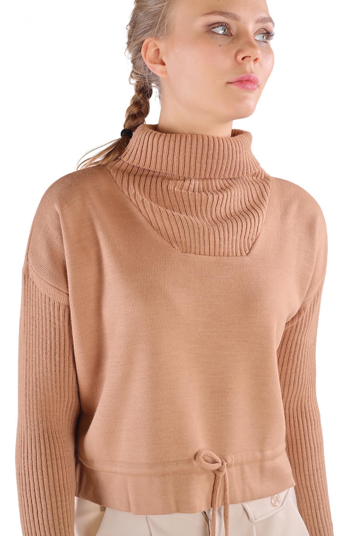 24284 Etek Bağcık Detay Kazak Camel - 2