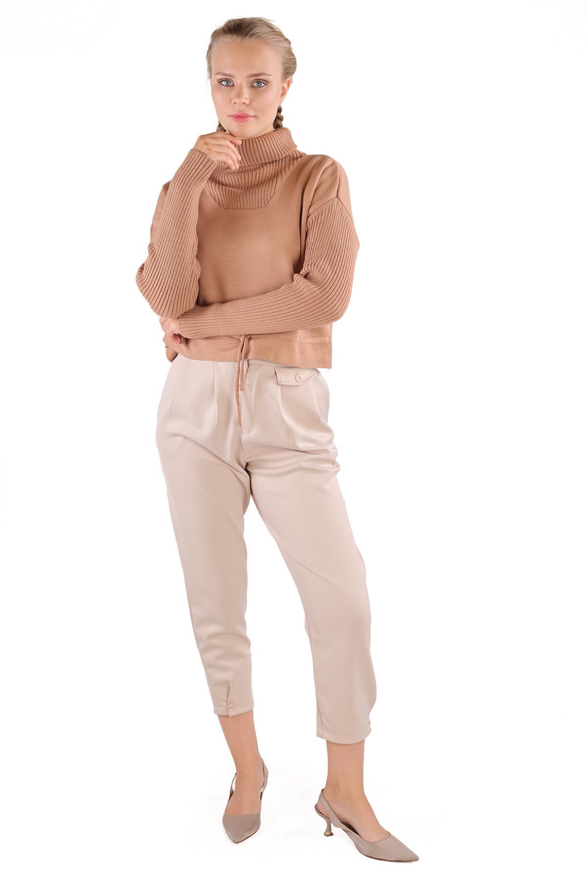 24284 Etek Bağcık Detay Kazak Camel - 6