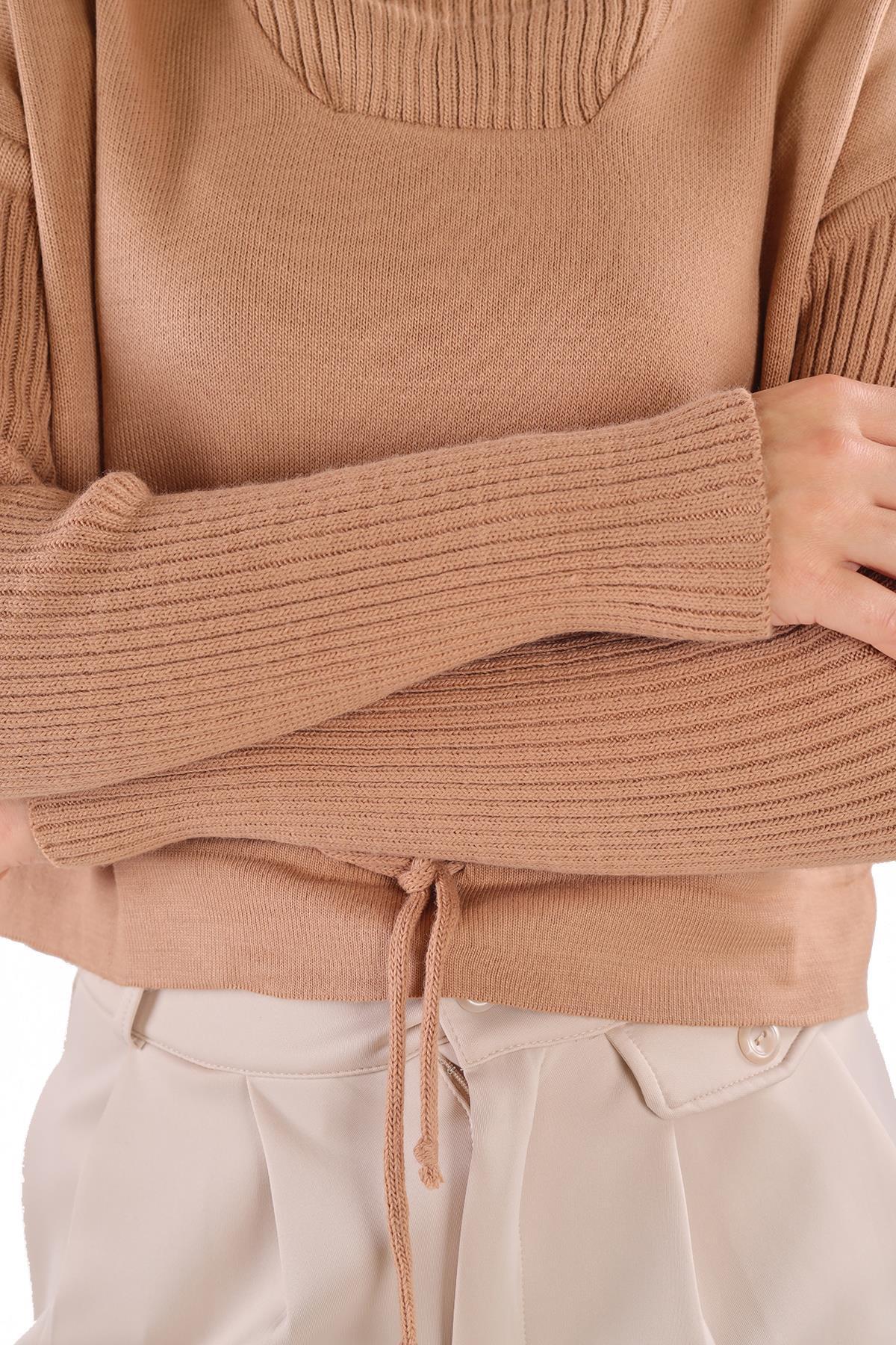 24284 Etek Bağcık Detay Kazak Camel - 8