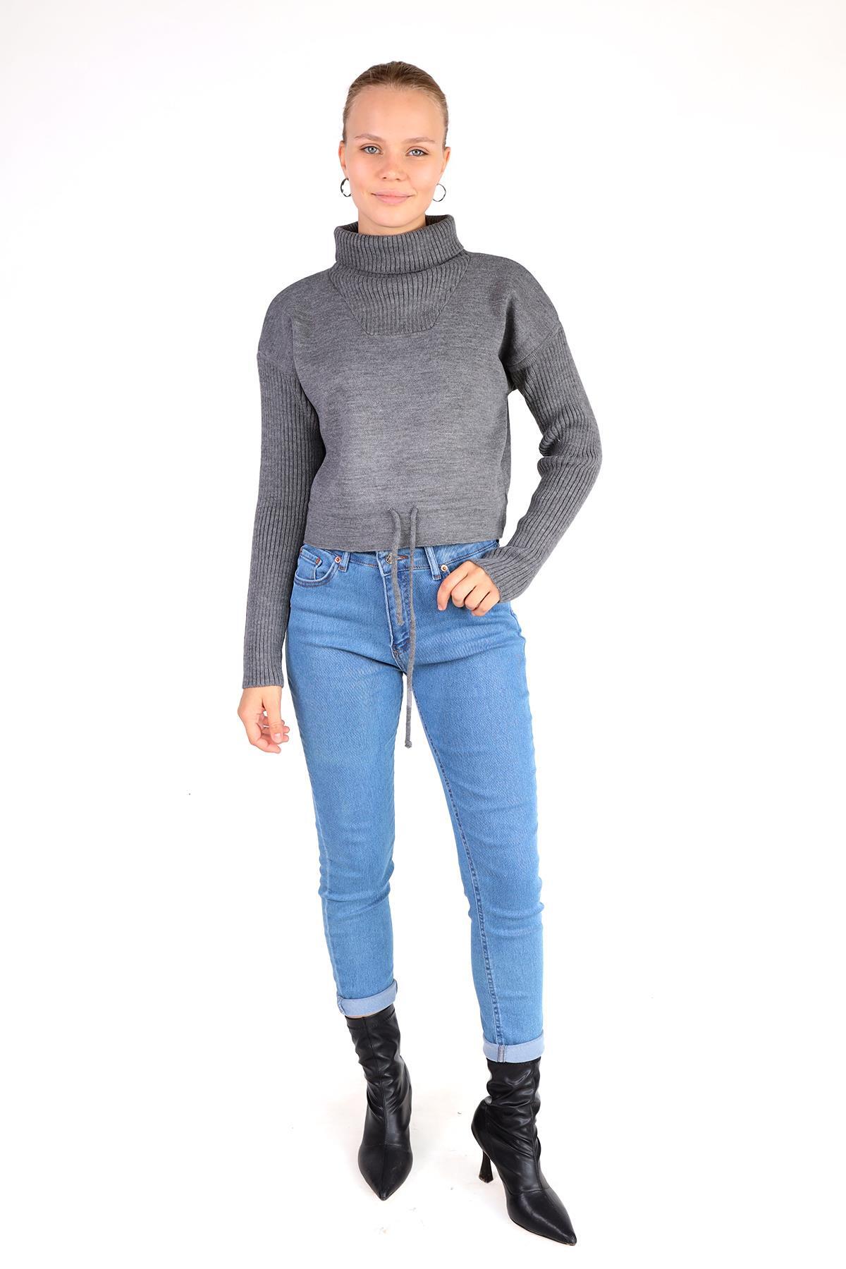 Füme Etek Bağcık Detay Kazak 24284 - 2