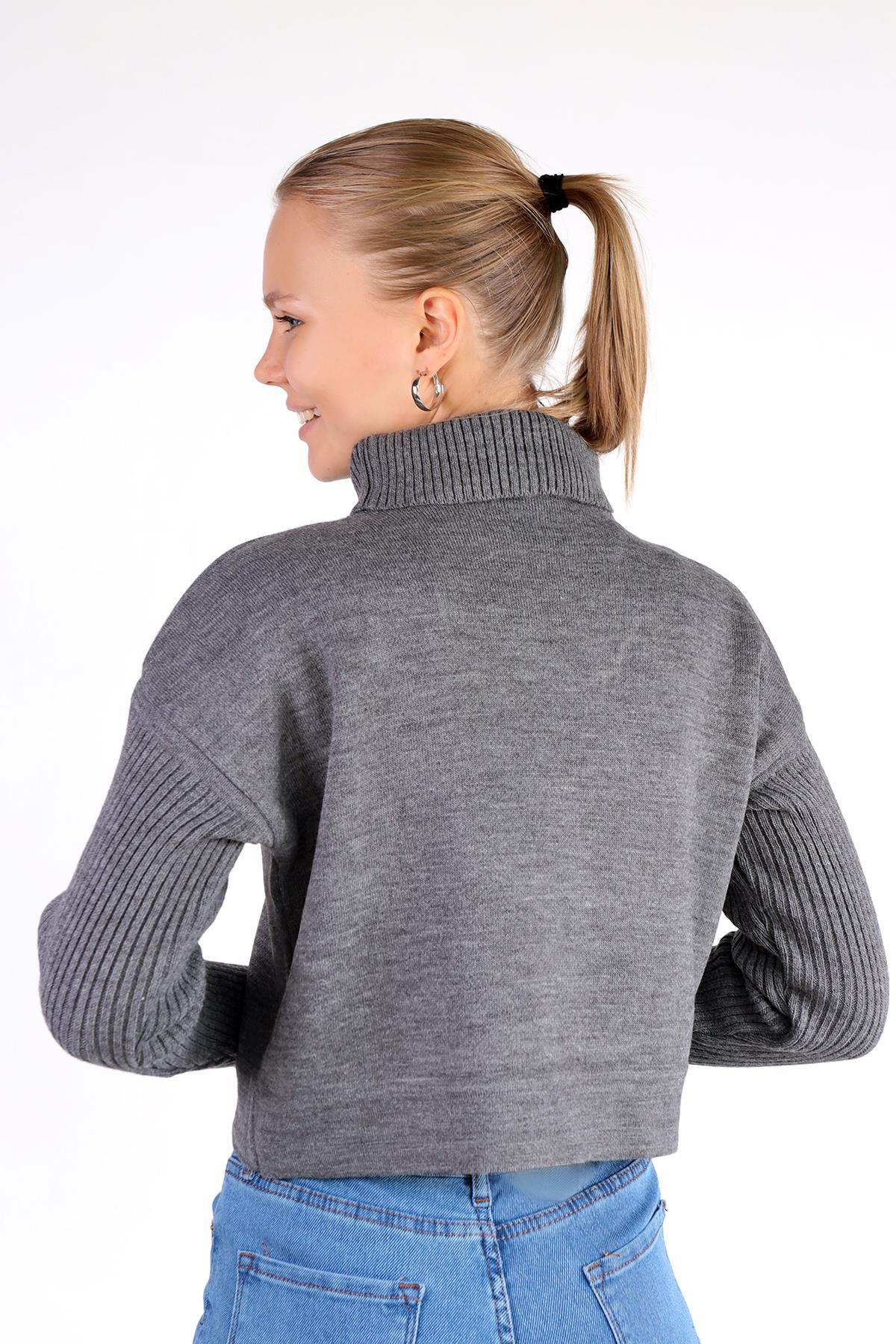 Füme Etek Bağcık Detay Kazak 24284 - 5