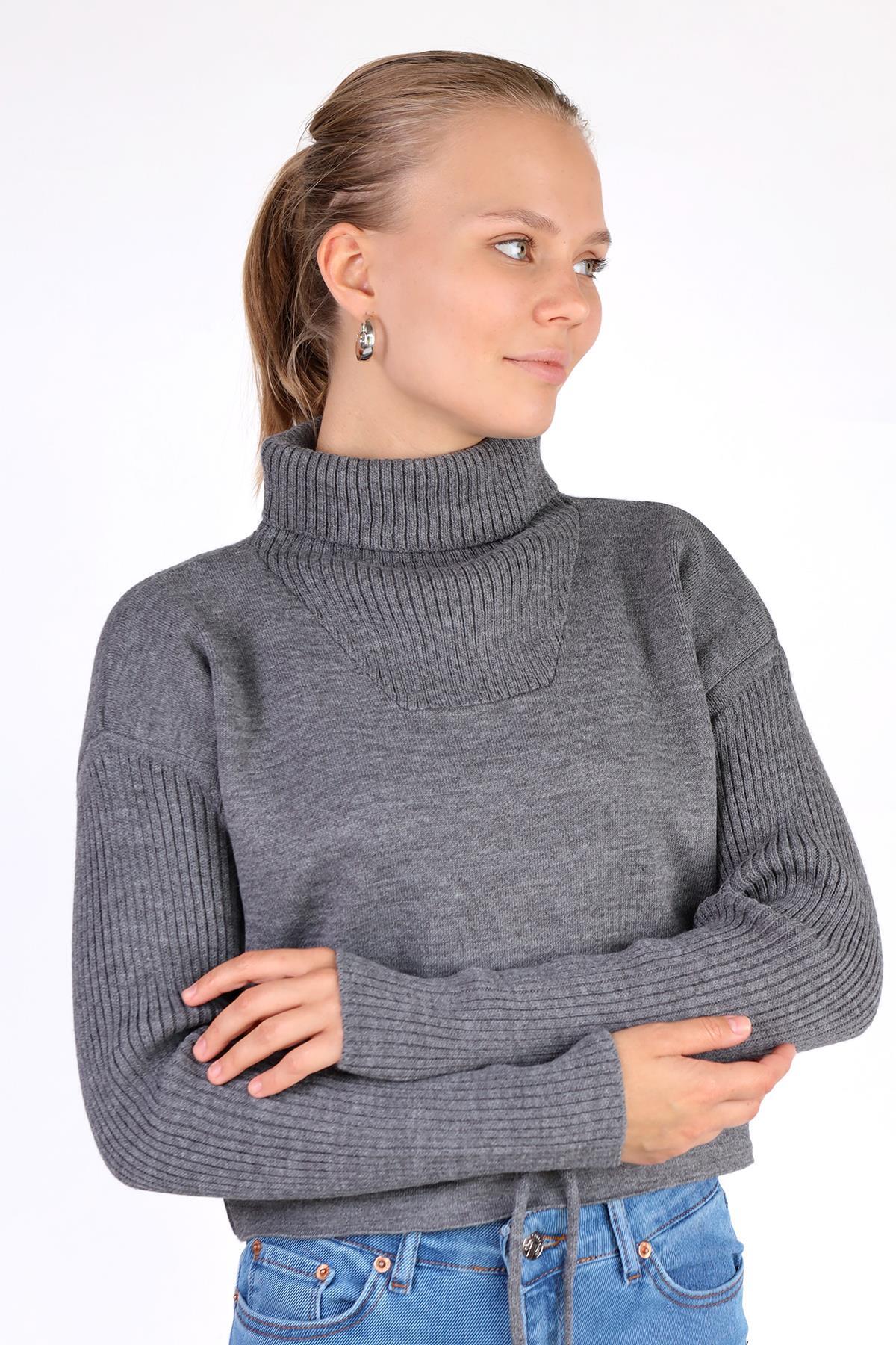 Füme Etek Bağcık Detay Kazak 24284 - 6