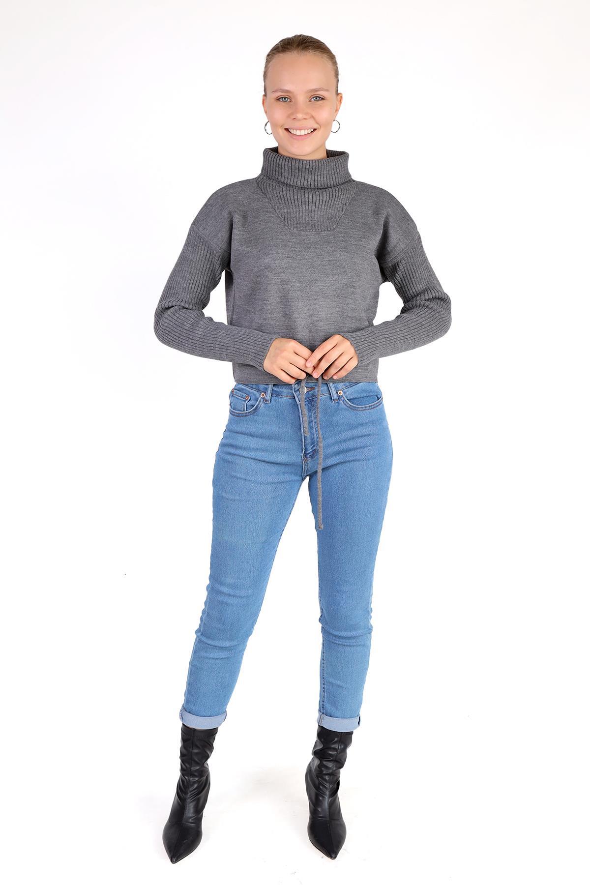 Füme Etek Bağcık Detay Kazak 24284 - 7