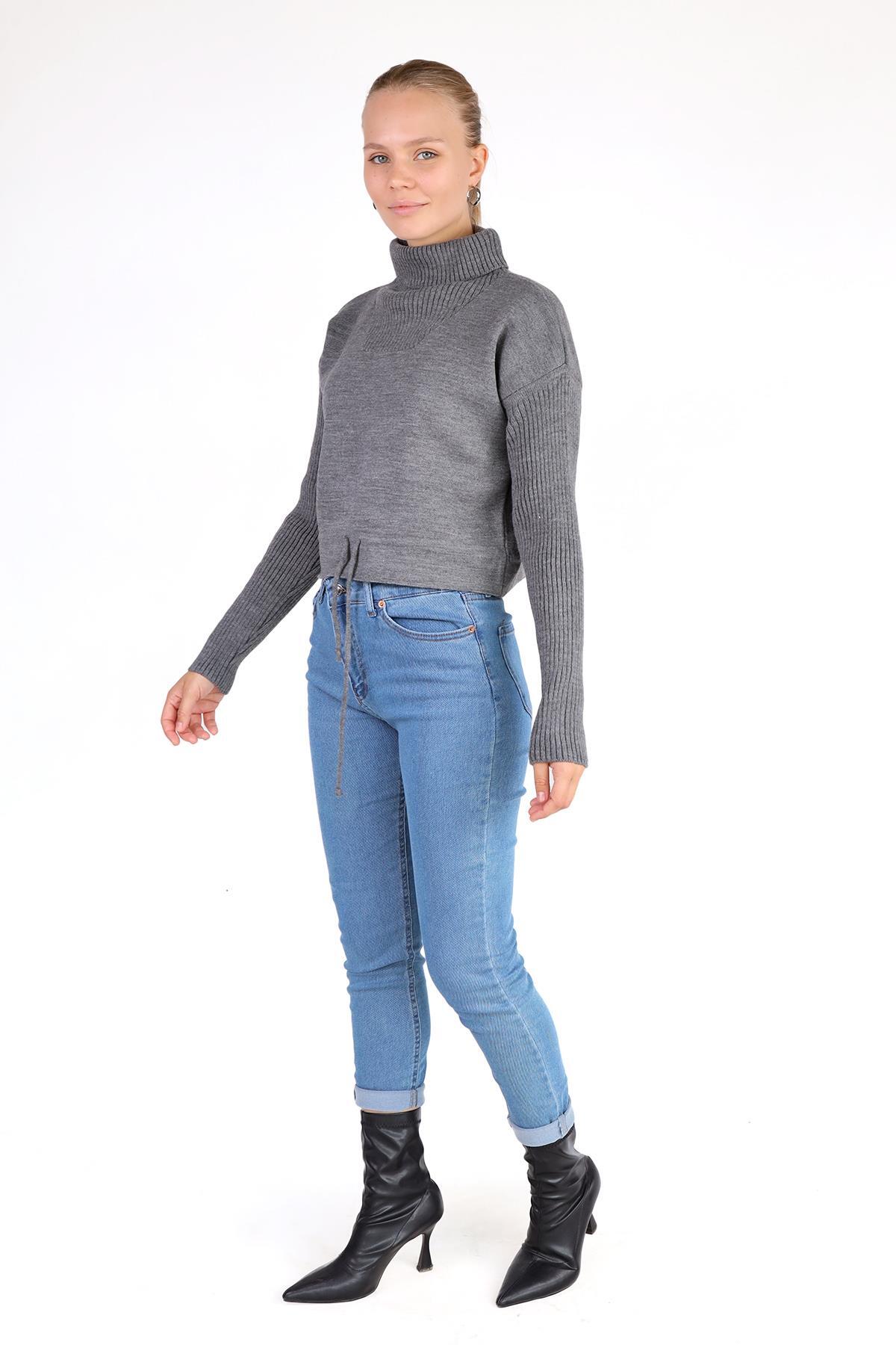 Füme Etek Bağcık Detay Kazak 24284 - 8