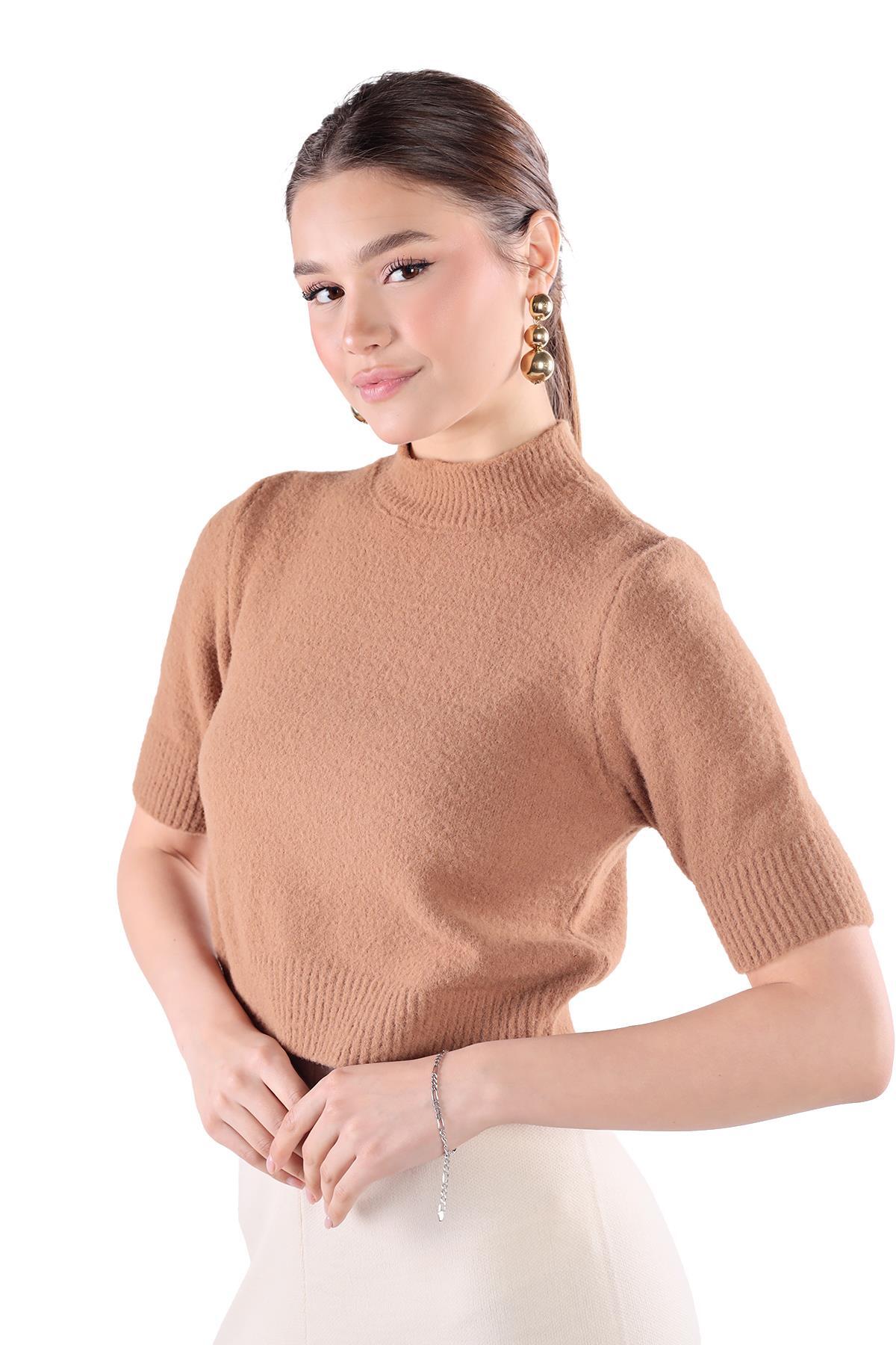 24291 Kısa Kol Boğazlı Kazak Camel - 1