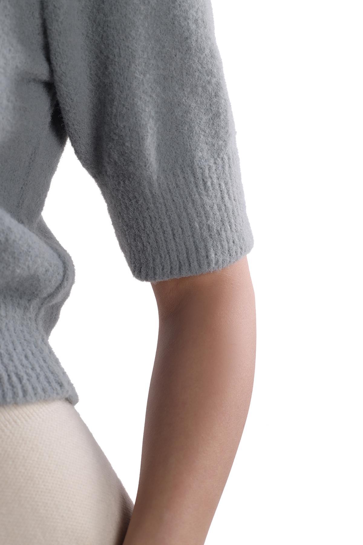 Gri Kısa Kol Boğazlı Kazak 24291 - 8