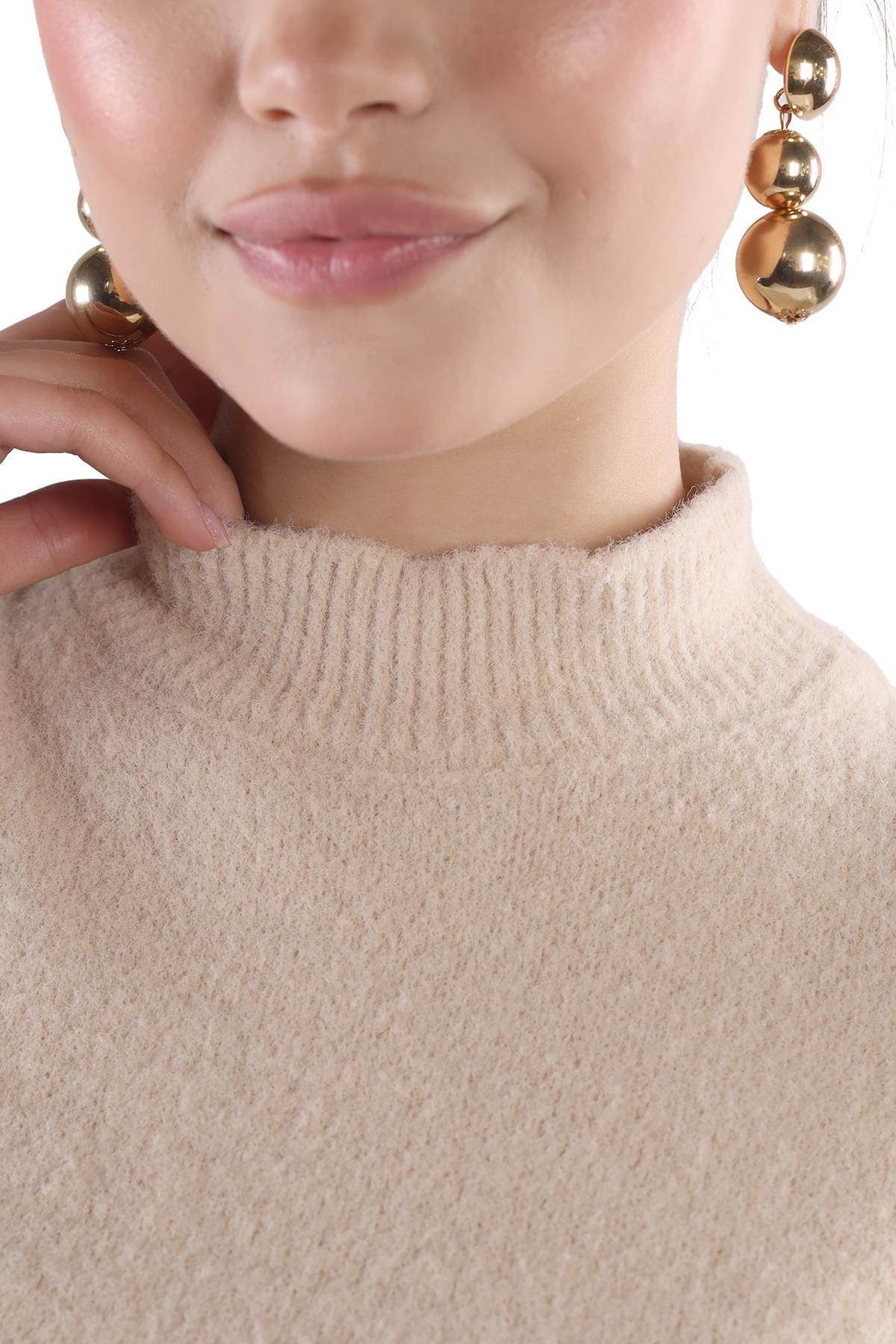 Krem Kısa Kol Boğazlı Kazak 24291 - 4