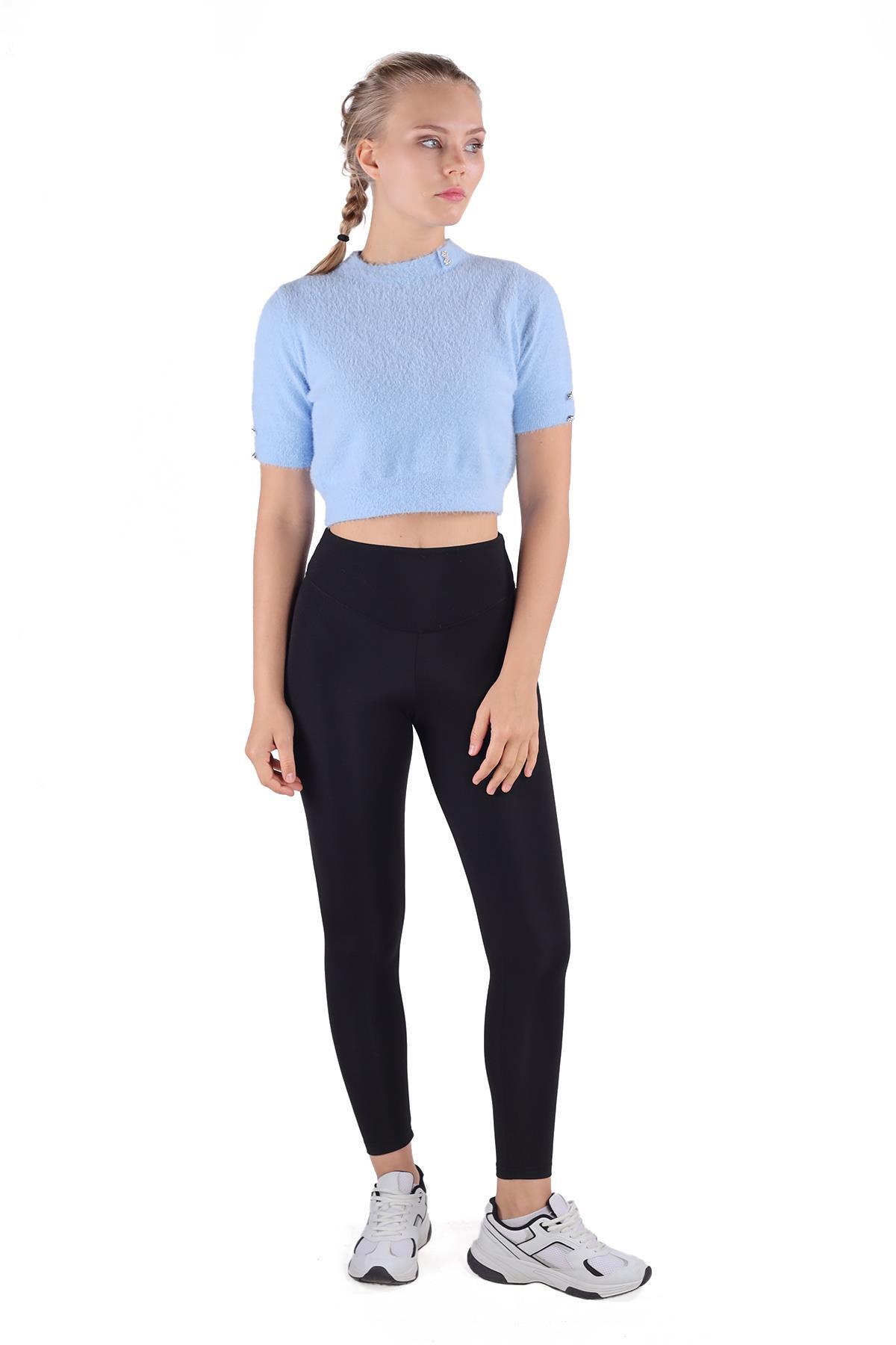 Bebe Mavi Yaka Taş Detay Sakallı Kazak 24292 - 2