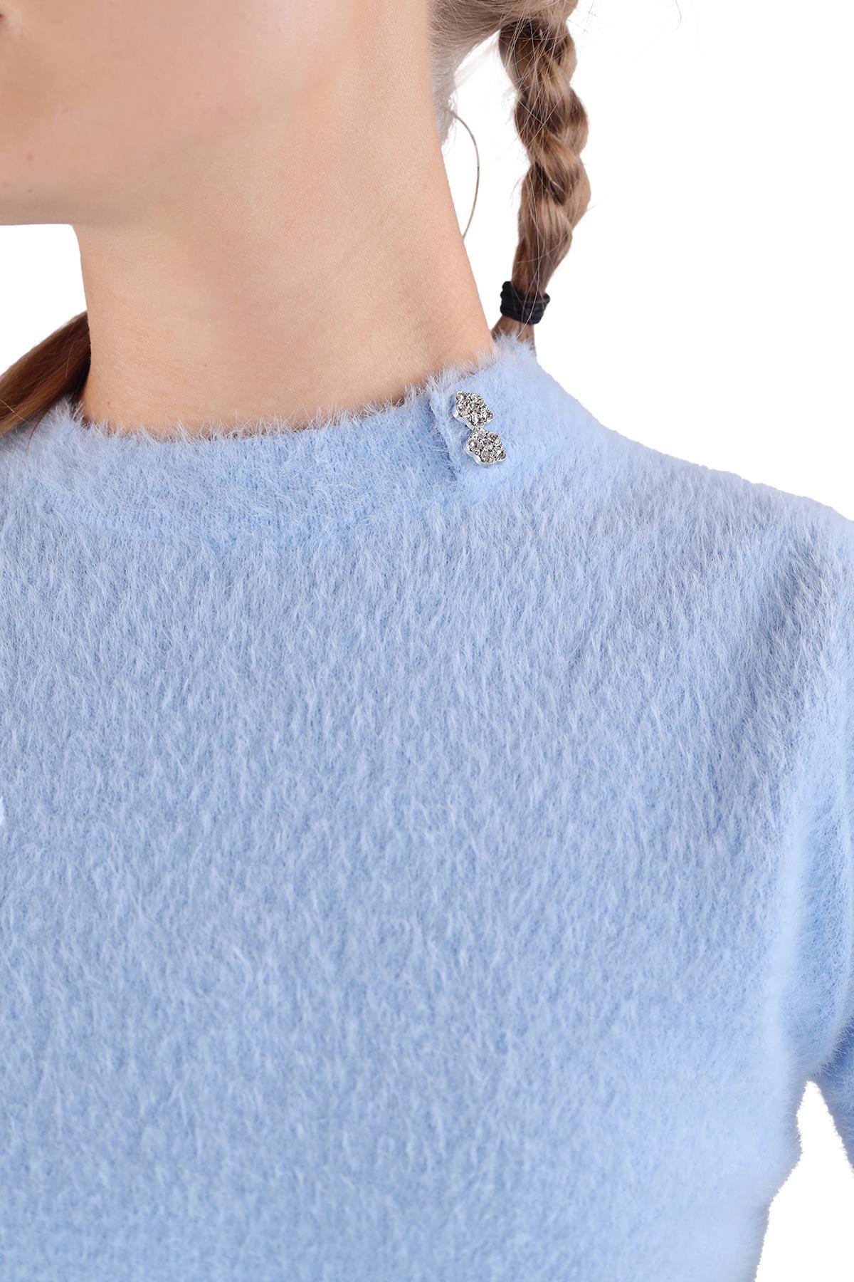 Bebe Mavi Yaka Taş Detay Sakallı Kazak 24292 - 6