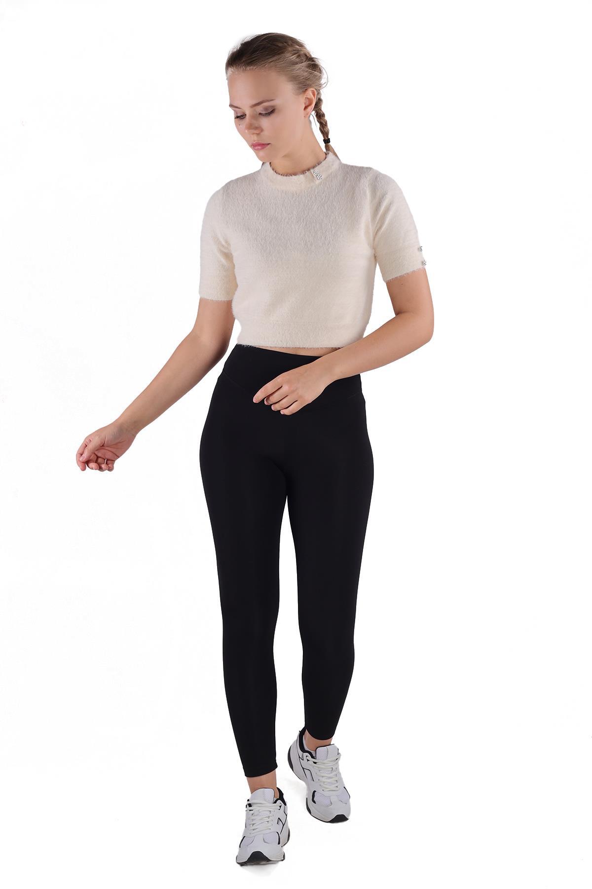 Ekru Yaka Taş Detay Sakallı Kazak 24292 - 8