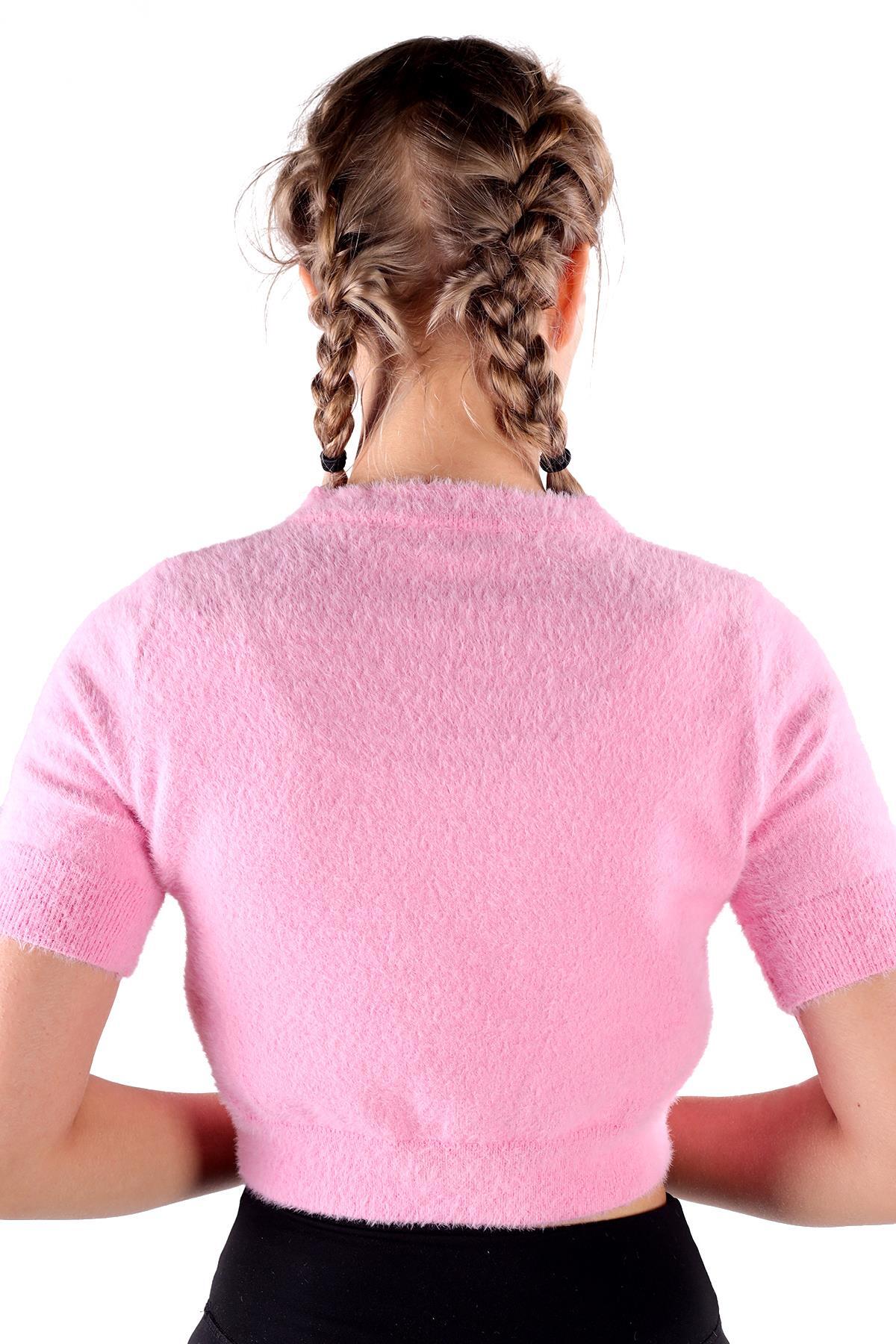 Yaka Taş Detay Sakallı Kazak 24292 Pembe - 5