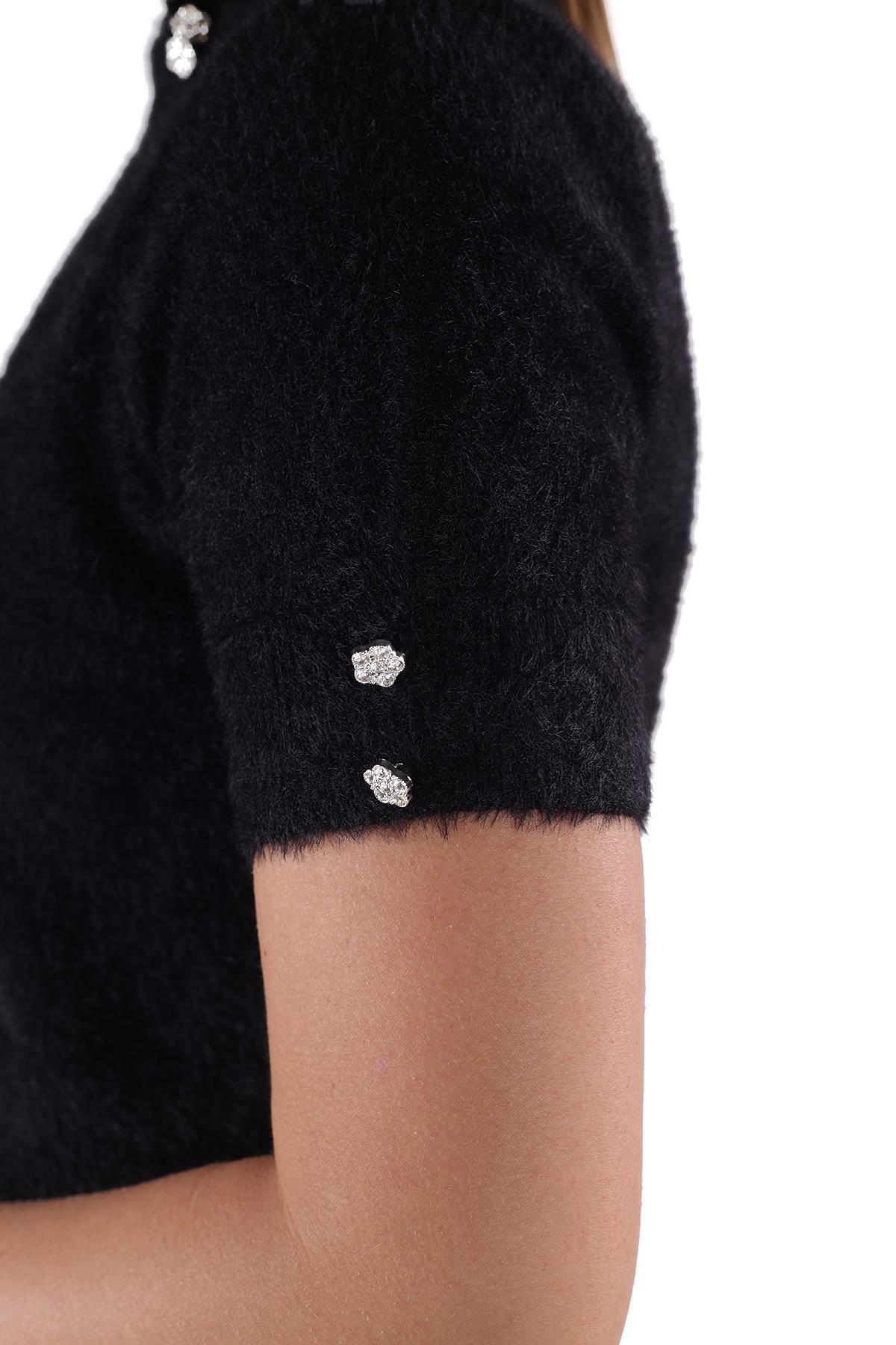 24292 Yaka Taş Detay Sakallı Kazak Siyah - 6