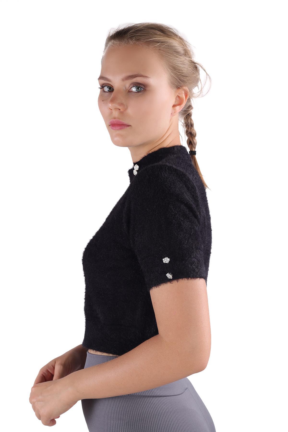 24292 Yaka Taş Detay Sakallı Kazak Siyah - 7