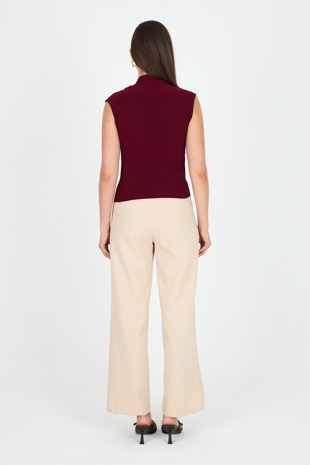 Bordo Kolsuz Büzgülü Sandy Bluz 2430 - 5