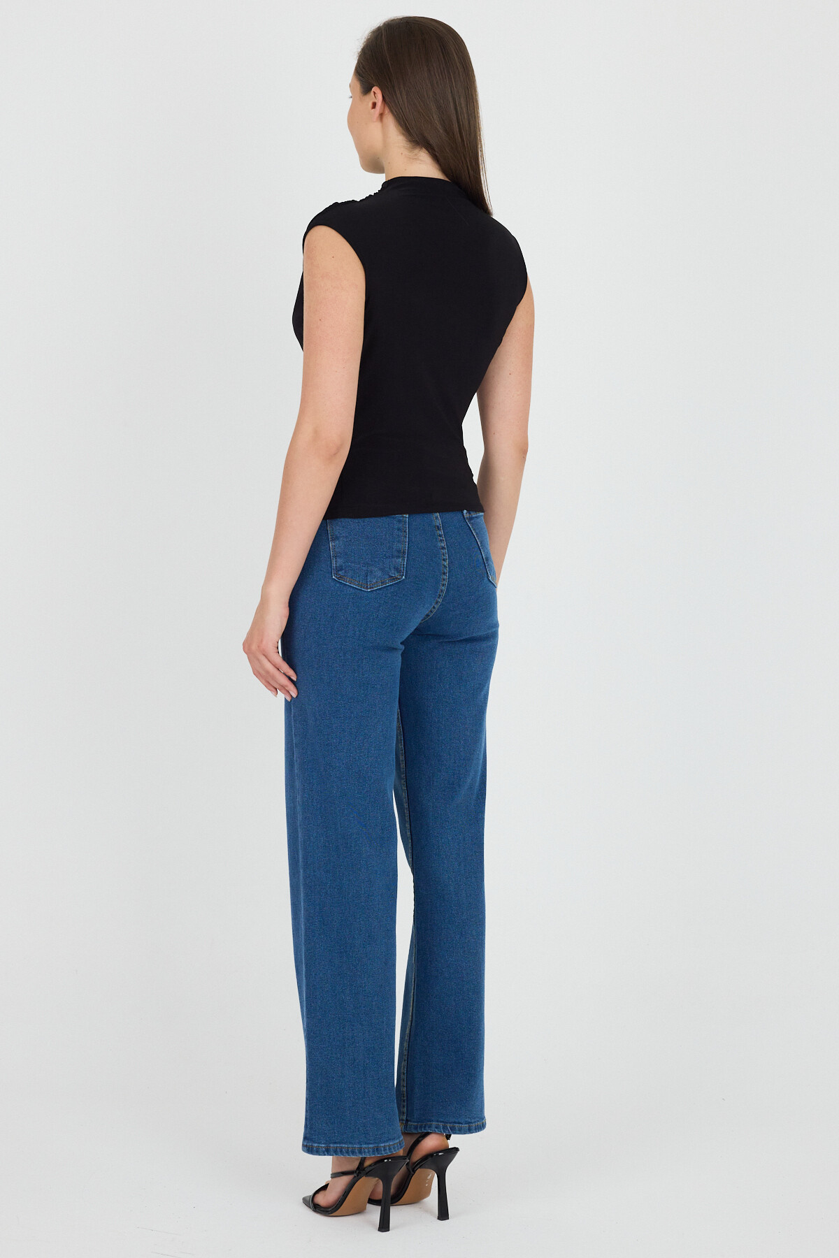 Siyah Kolsuz Büzgülü Sandy Bluz 2430 - 6