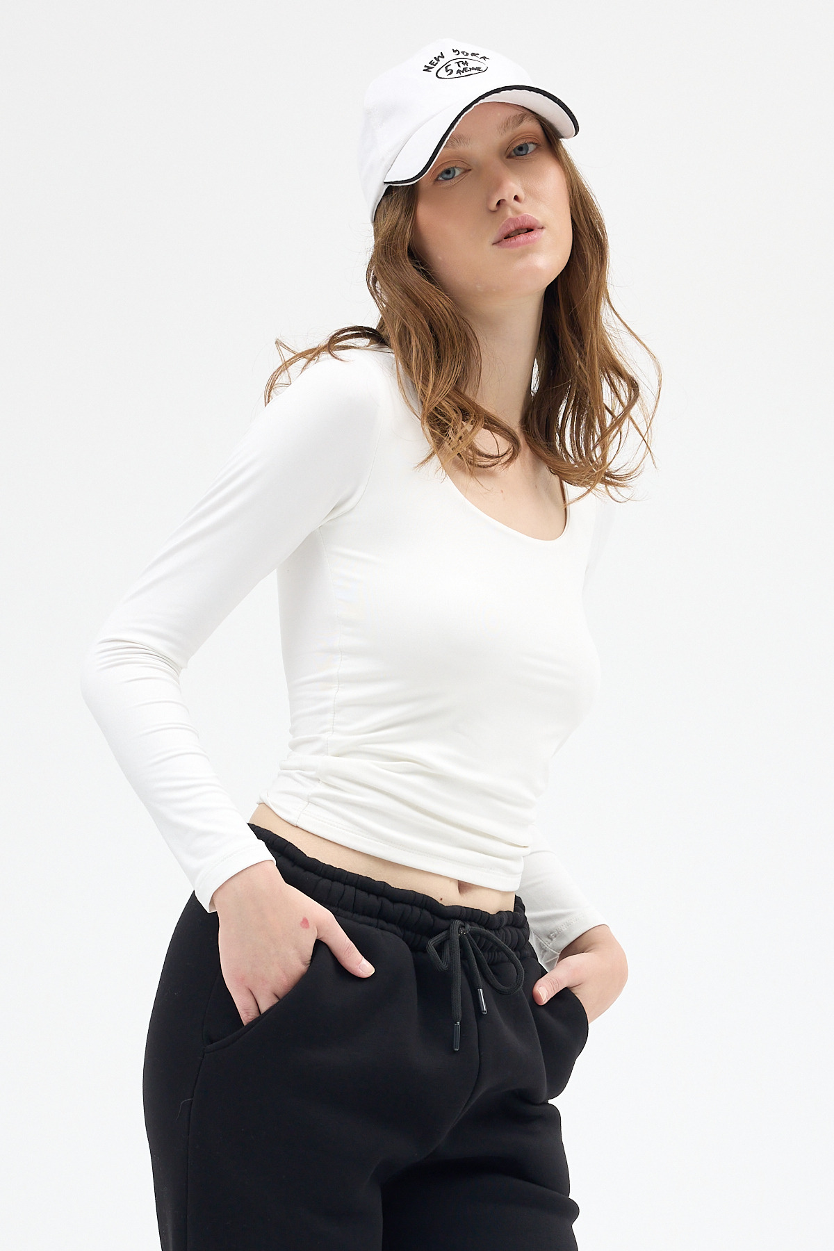 Ekru Bisiklet Yaka Bluz 2434 - 6