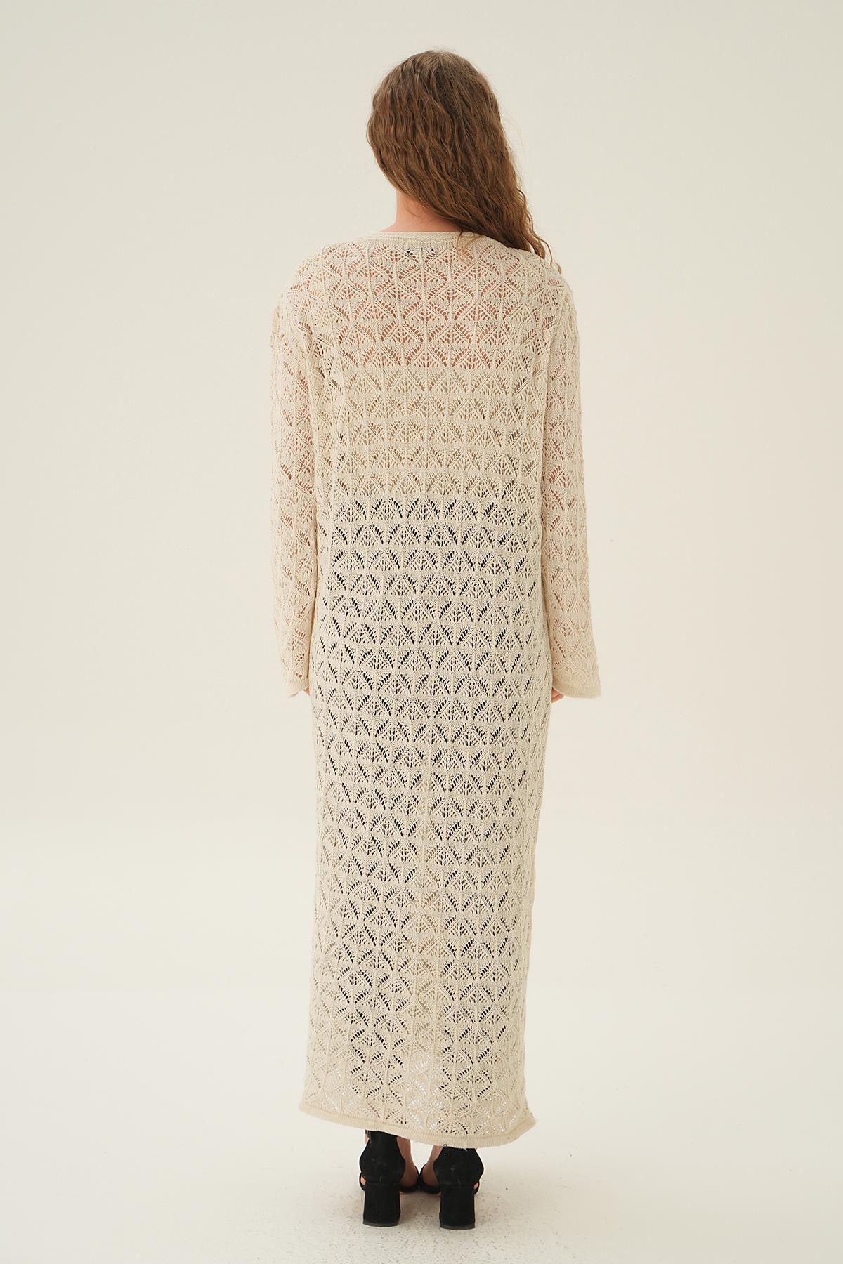 Natural Uzun Ajurlu Hırka 2436 - 3