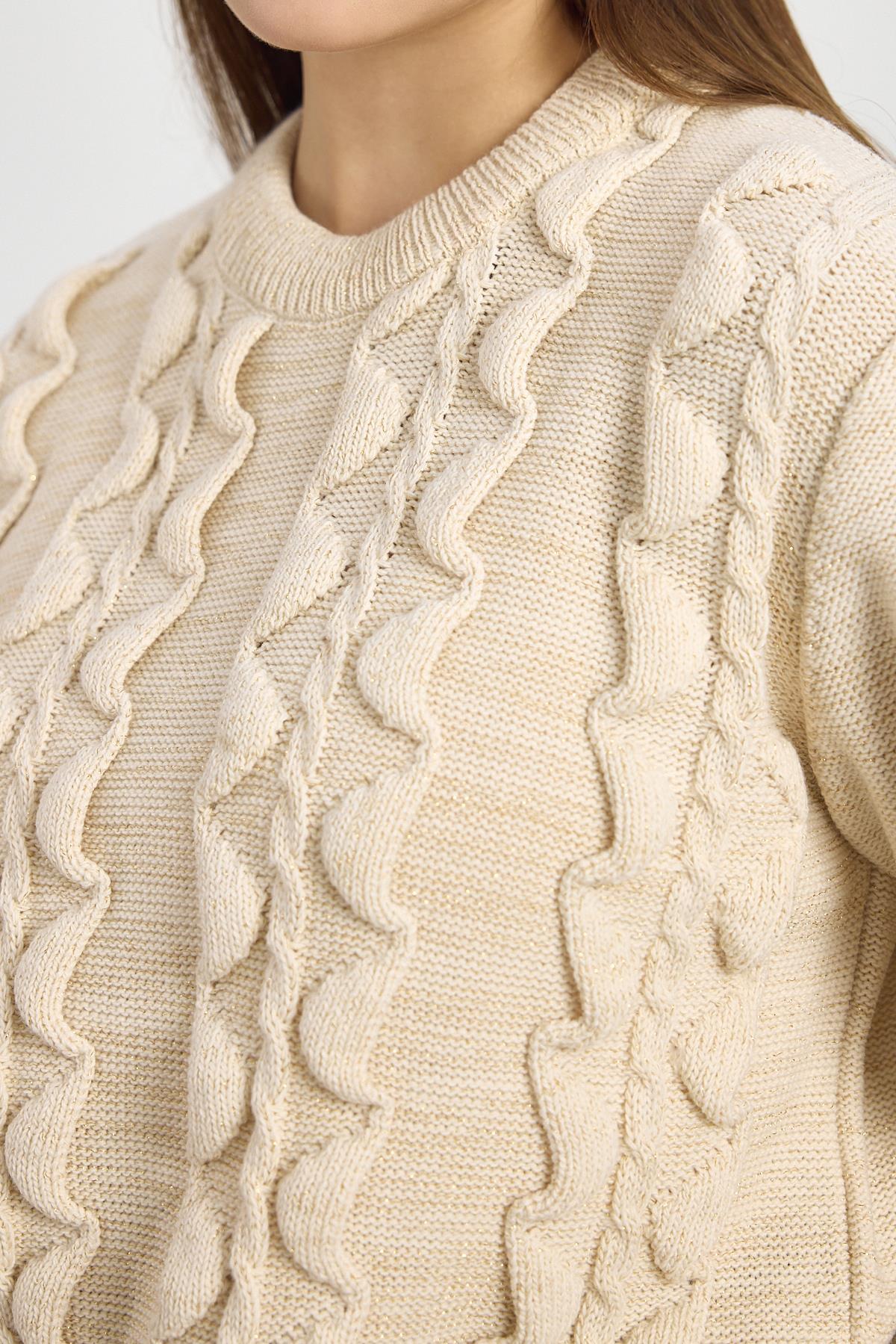 Bej Simli Fırfır Detay Kazak 24364 - 4