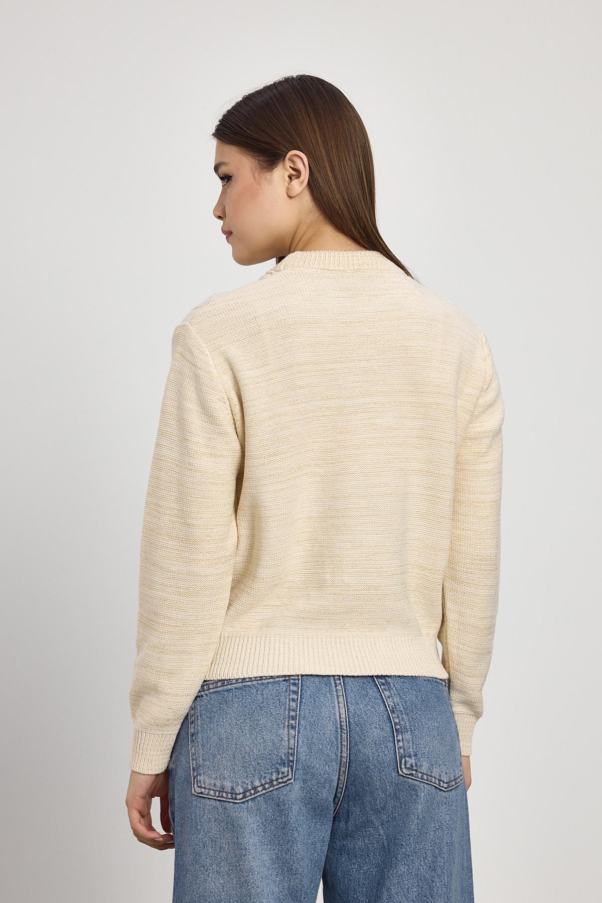 Bej Simli Fırfır Detay Kazak 24364 - 5