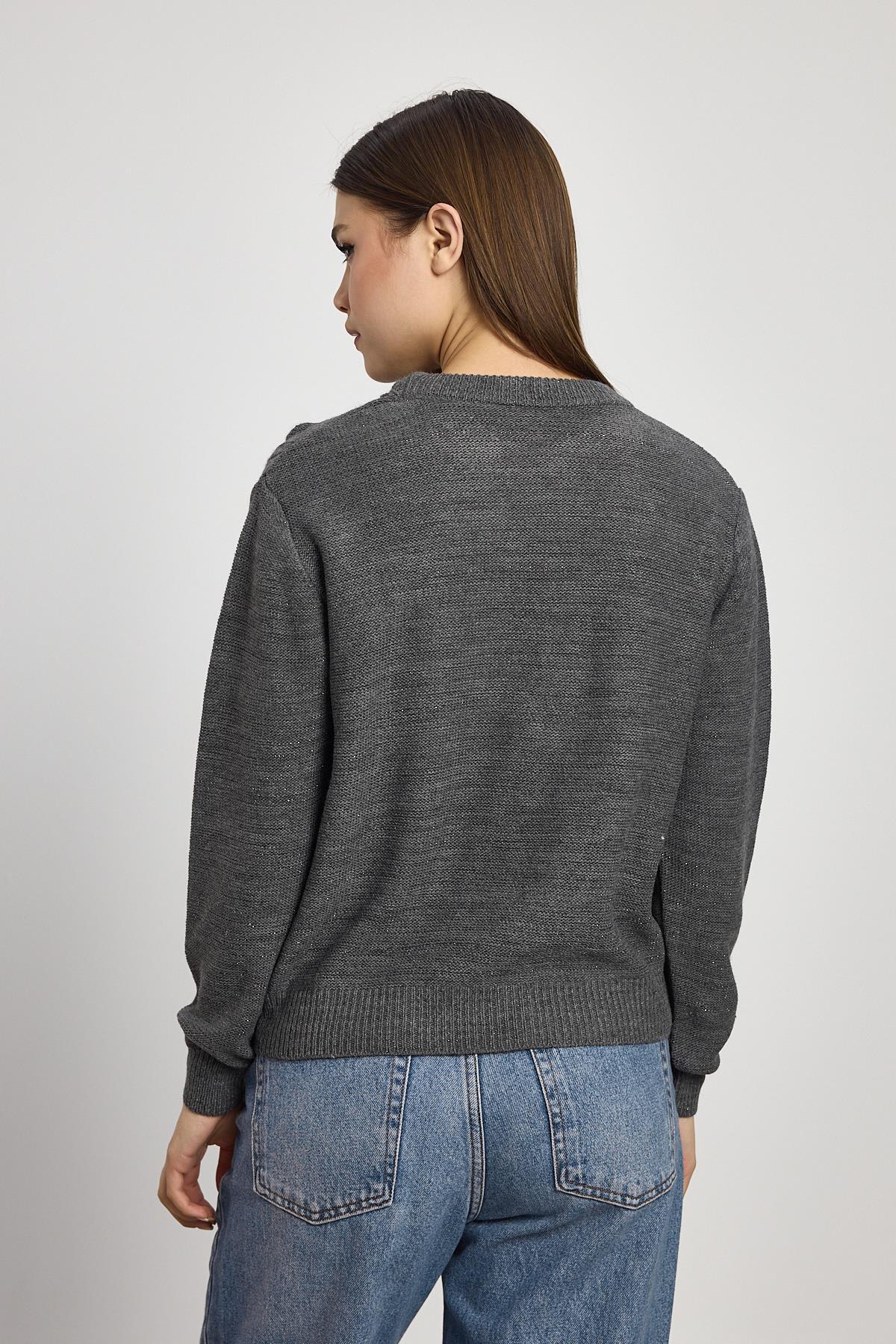 Füme Simli Fırfır Detay Kazak 24364 - 5