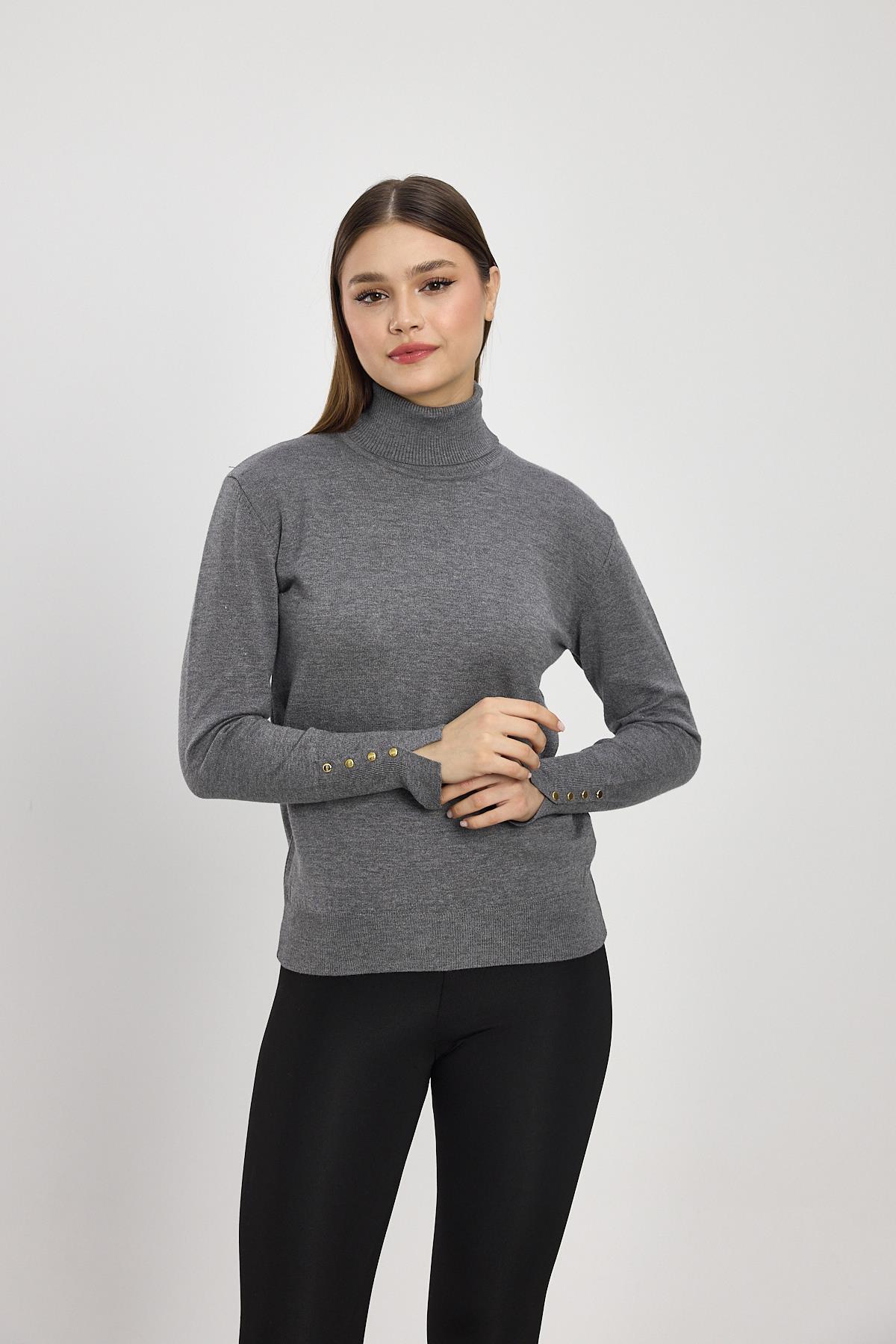 Füme Balıkçı Yaka Kol Detay Kazak 24369 - 1