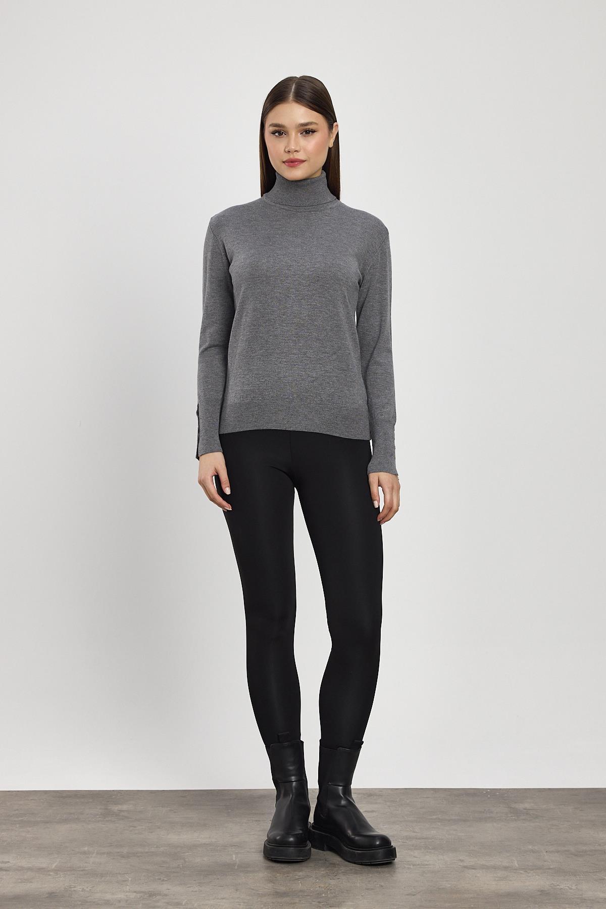 Füme Balıkçı Yaka Kol Detay Kazak 24369 - 2