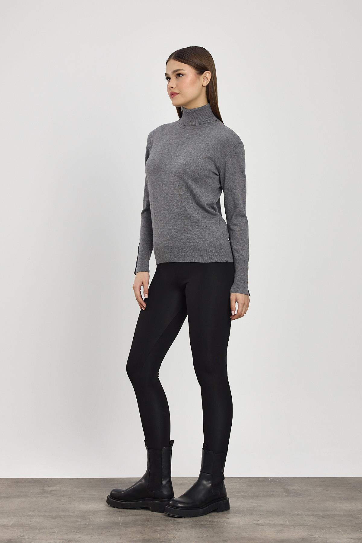 Füme Balıkçı Yaka Kol Detay Kazak 24369 - 7