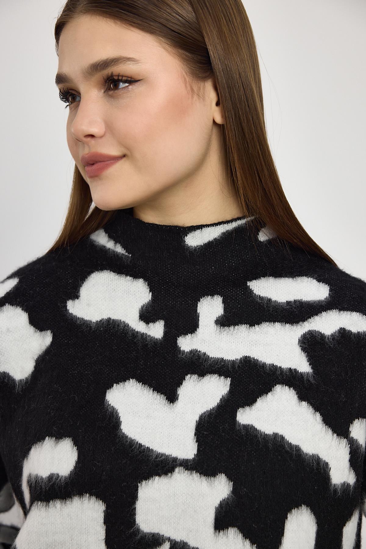 Taş-Siyah Şardonlu Dik Yaka Leopar Kazak 24371 - 4