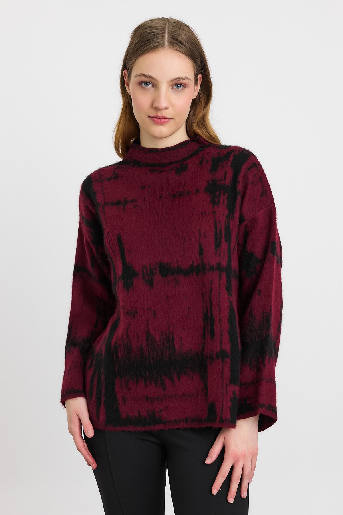 24378 Yarım Boğaz Şardonlu Kazak Bordo-Siyah - RAYS