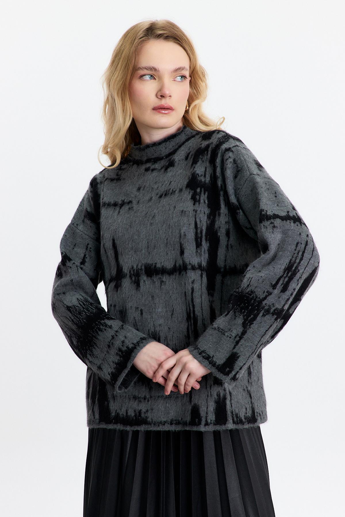 Füme-Siyah Yarım Boğaz Şardonlu Kazak 24378 - 6