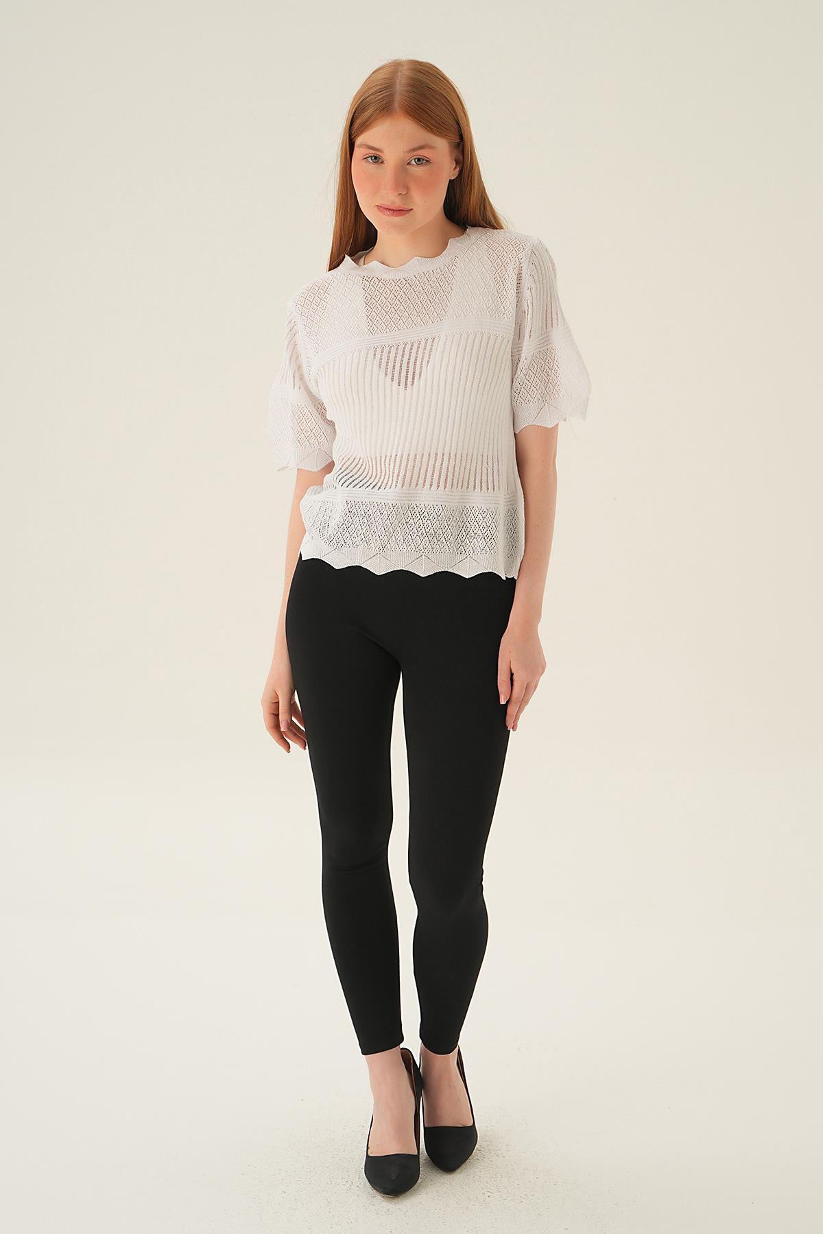 2440 Kısa Kol Bluz Beyaz - 2