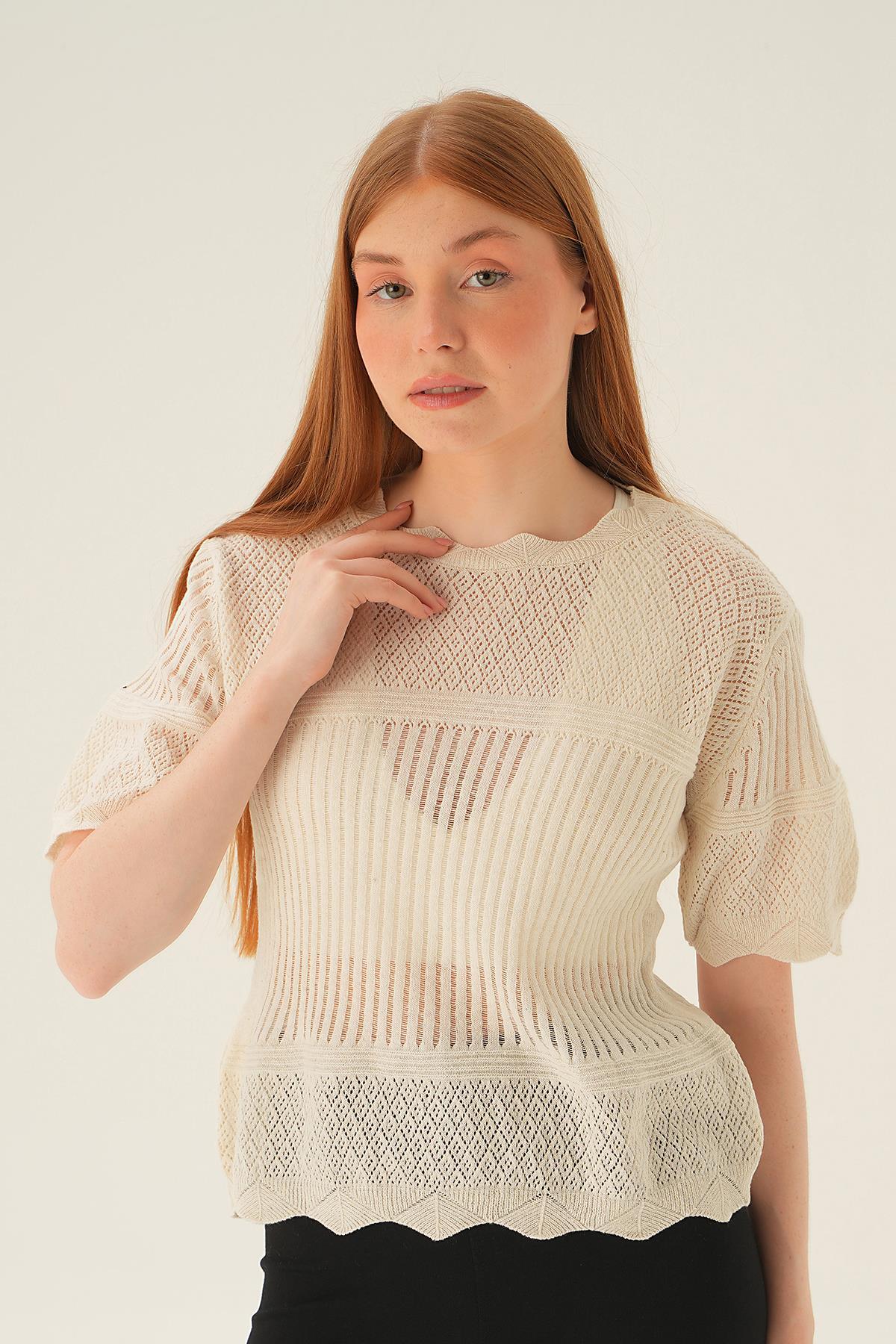 2440 Kısa Kol Bluz Natural - 1