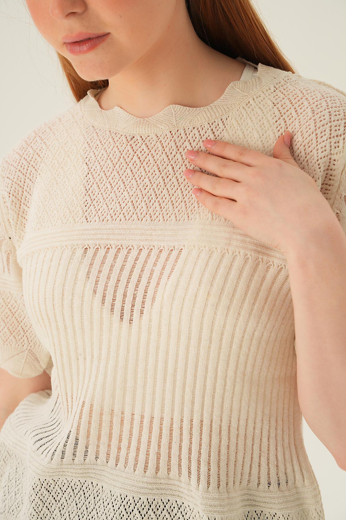 2440 Kısa Kol Bluz Natural - 5