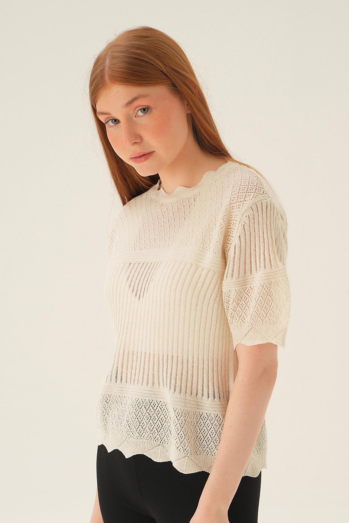 Natural Kısa Kol Bluz 2440 - 3
