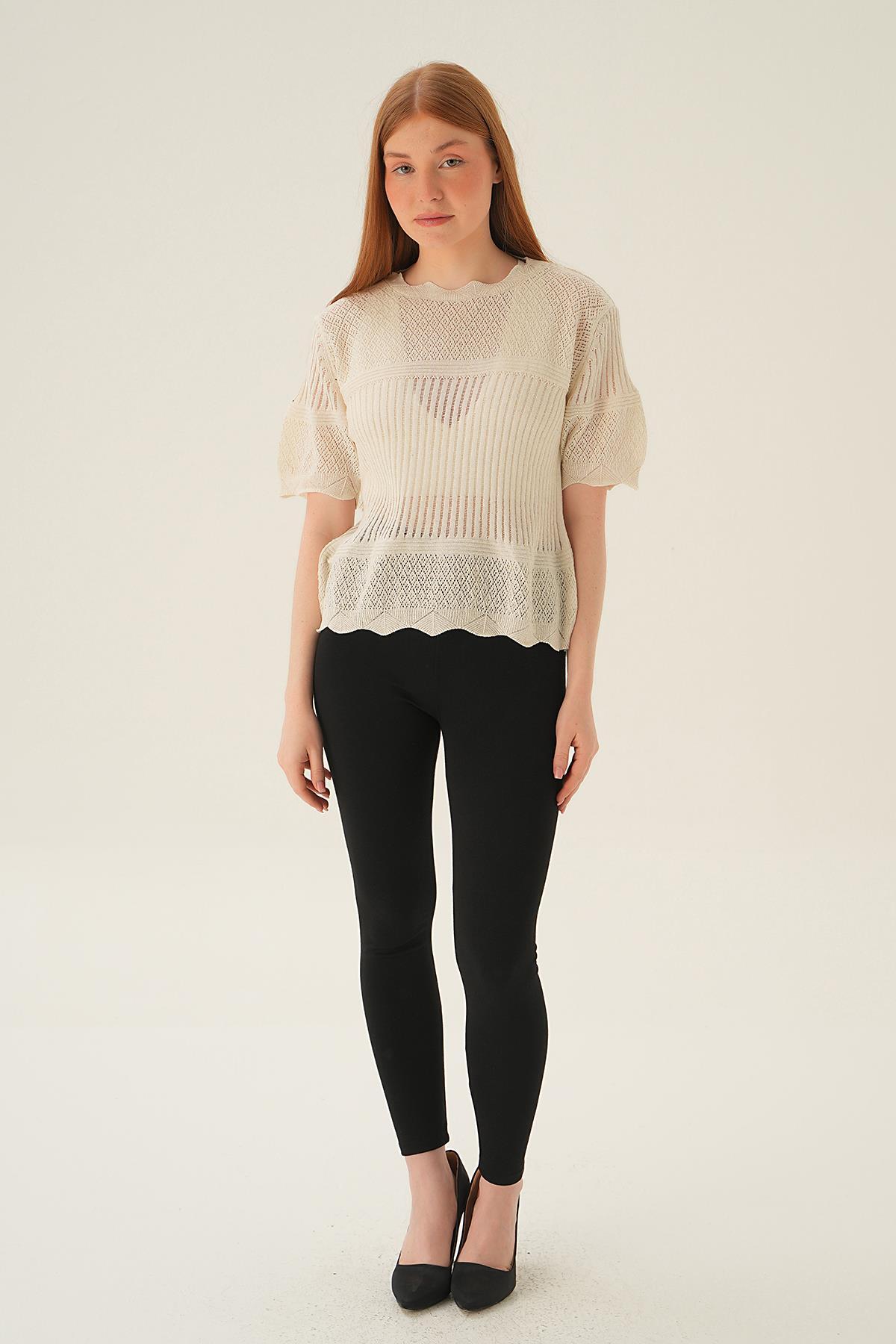 Natural Kısa Kol Bluz 2440 - 6